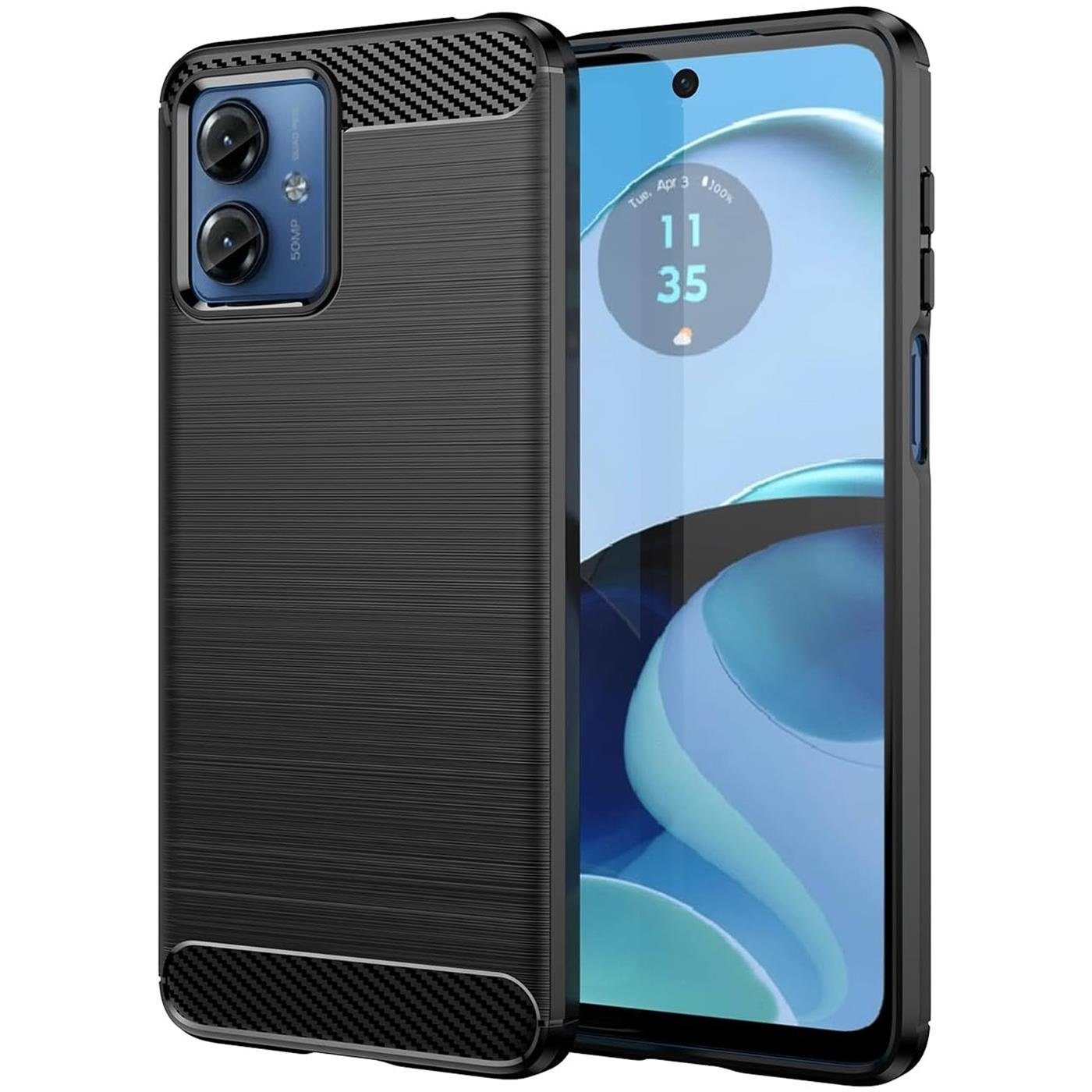 CoolGadget Handyhülle Carbon Handy Hülle für Motorola Moto G54 5G 6,5 Zoll, robuste Telefonhülle Case Schutzhülle für Motorola G54 5G Hülle