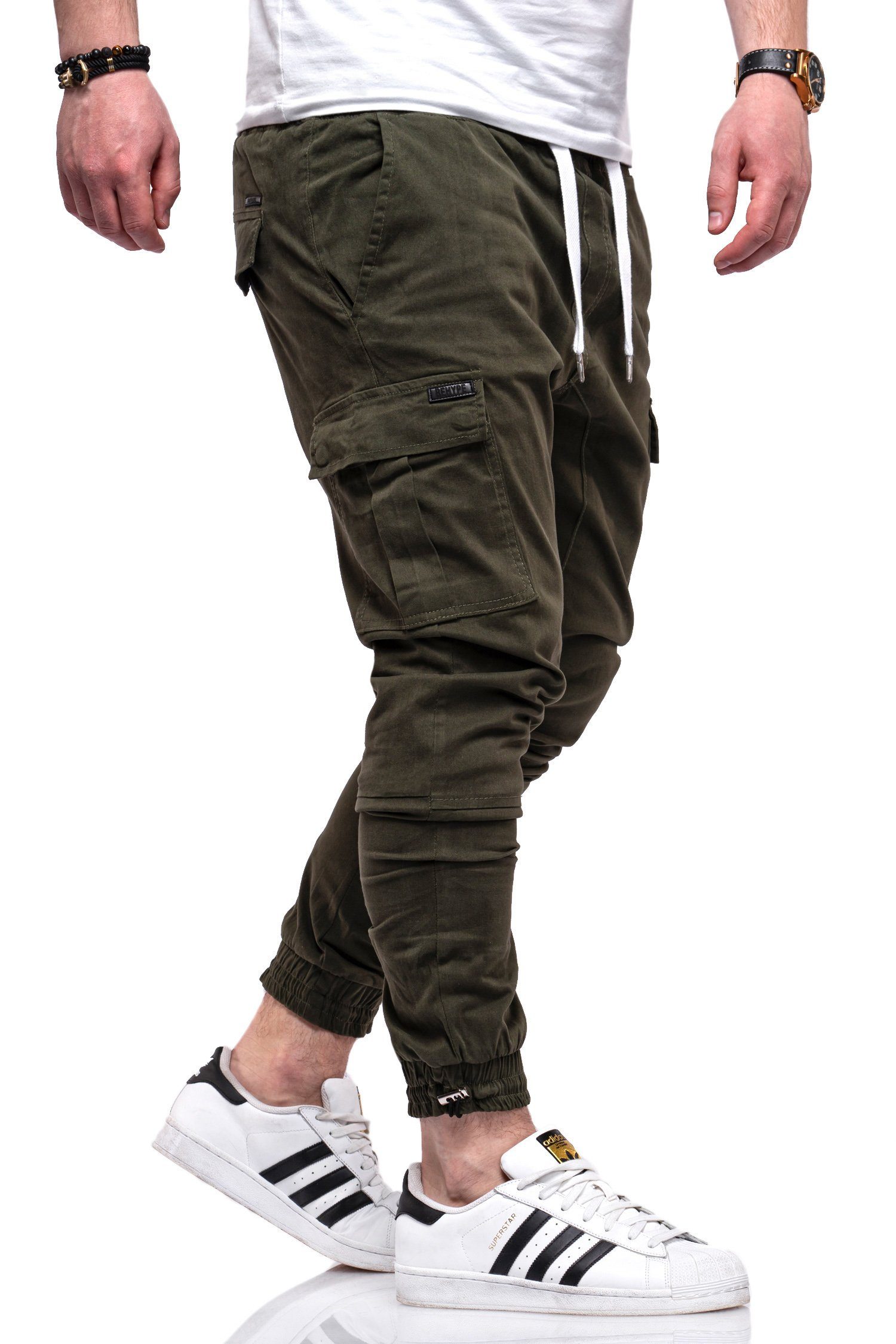 behype Cargohose HAWK mit elastischem Bund khaki