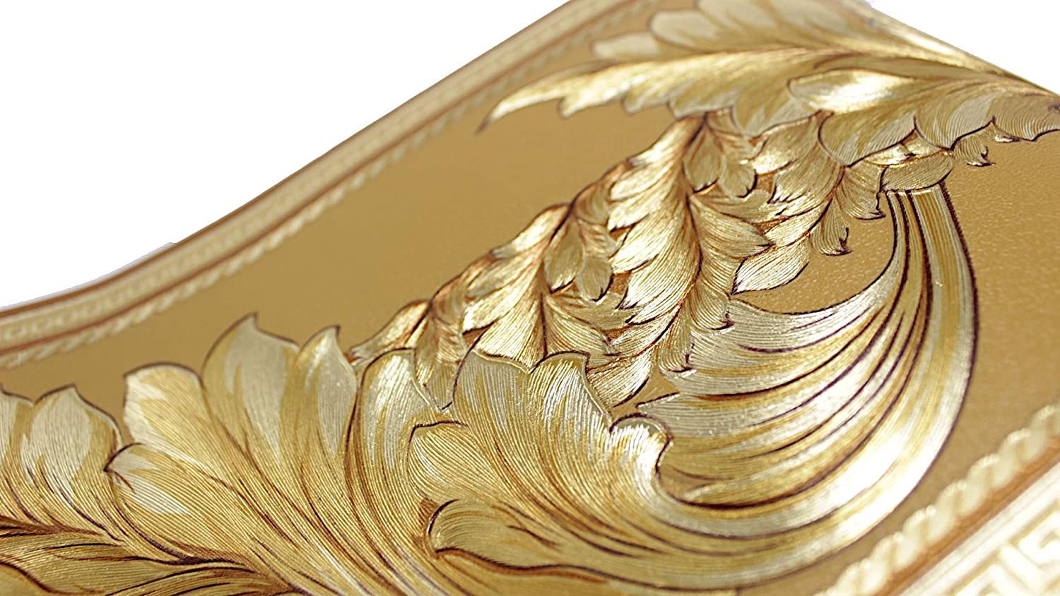 Schatzkiste1 Bordüre Wandbordüre Mäander Lorbeer Gold Barock Band Tapete 5 günstig online kaufen