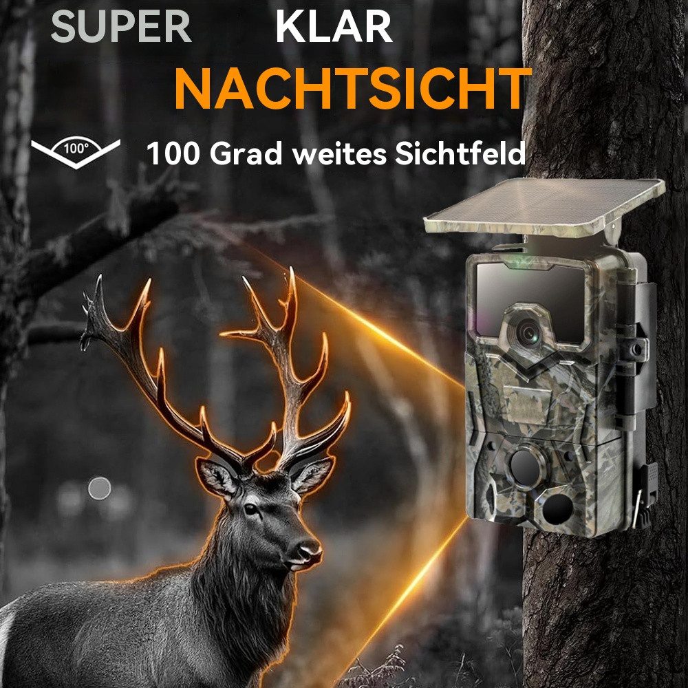 TWUFY Wildkamera Solar Wildkamera 4K 48MP Wildtierkamera mit 32 GB Speicherkarte (Aussen, für Wildtierüberwachung und innere Sicherheit, außen, Jagdkamera Wildk – Bild 4 von 5