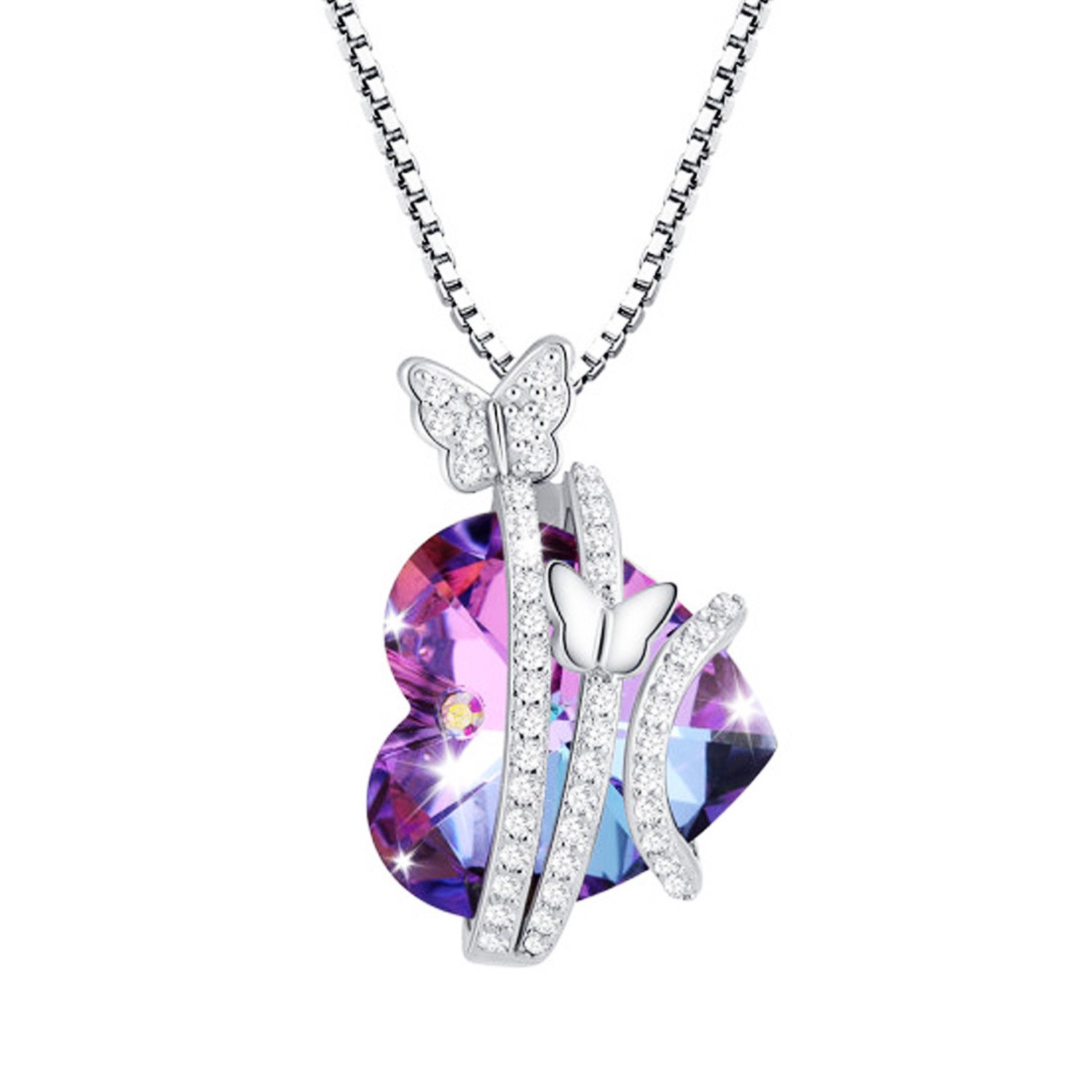 LÖB Kette mit Anhänger 750 Weißgold vergoldet Halskette Herz Schmetterling günstig online kaufen