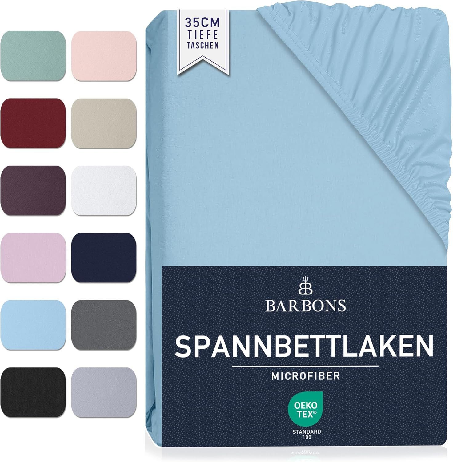 BARBONS Spannbettlaken Spannbetttuch für Matratzen Topper 35 cm Tiefe Elastisches Bettlaken, Gummizug: Rundumgummizug, (1 Stück), Mikrofaser Gebürstete Polyester Rundumgummizug weich pflegeleicht von BARBONS