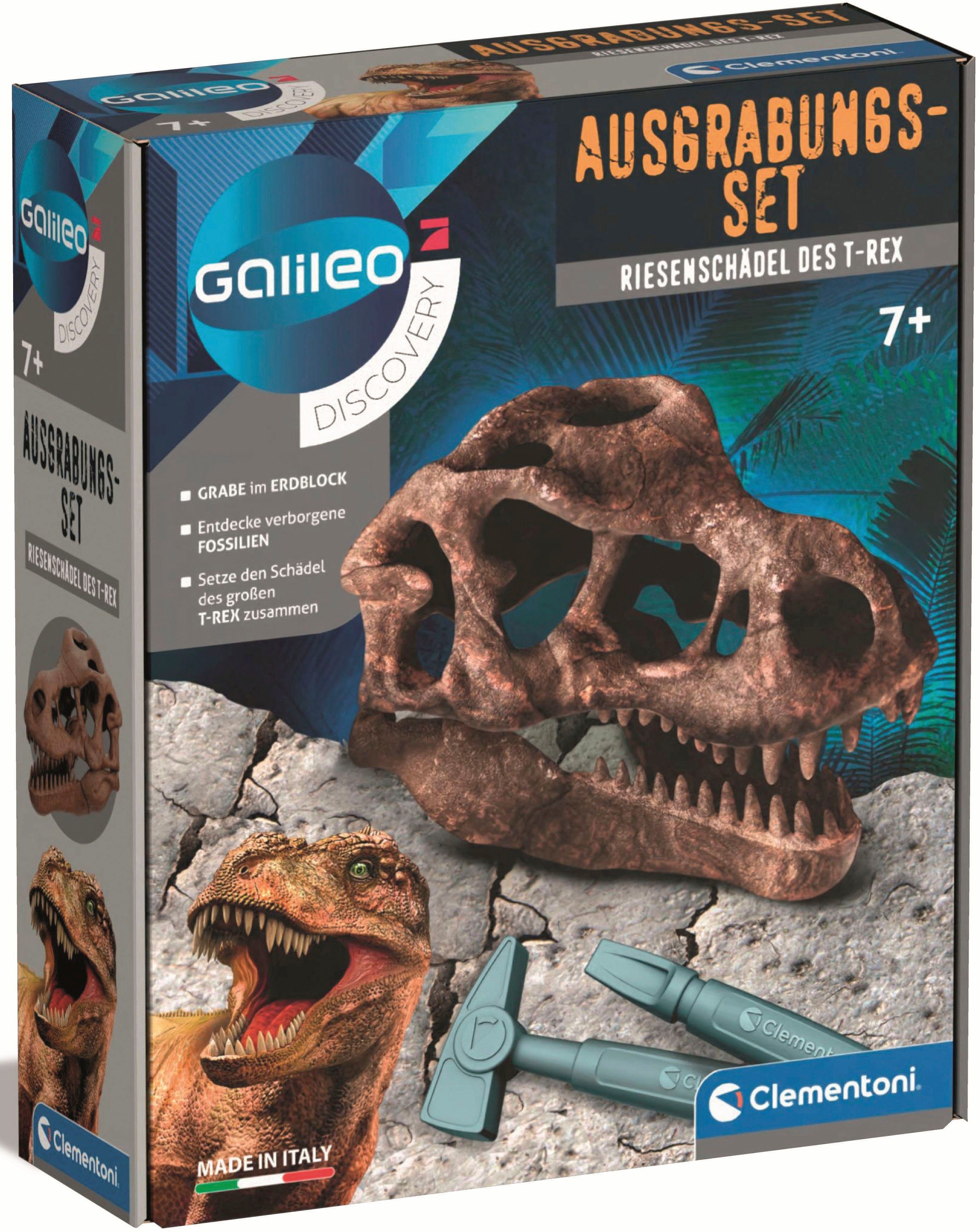 Clementoni® Experimentierkasten Galileo, Ausgrabungs-Set Riesenschädel des T-Rex, Made in Europe