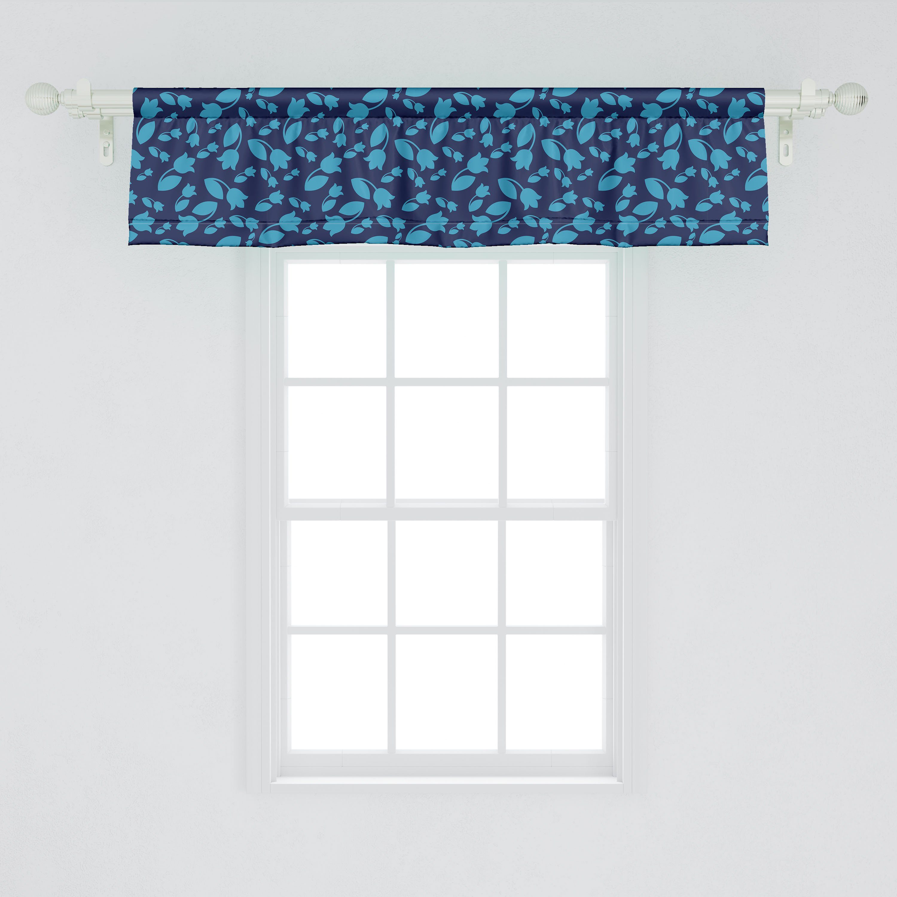 Silhouette Abakuhaus, Tulpe Volant Schlafzimmer für Dekor Blumen Klassische Microfaser, Küche Vorhang Stangentasche, mit Scheibengardine