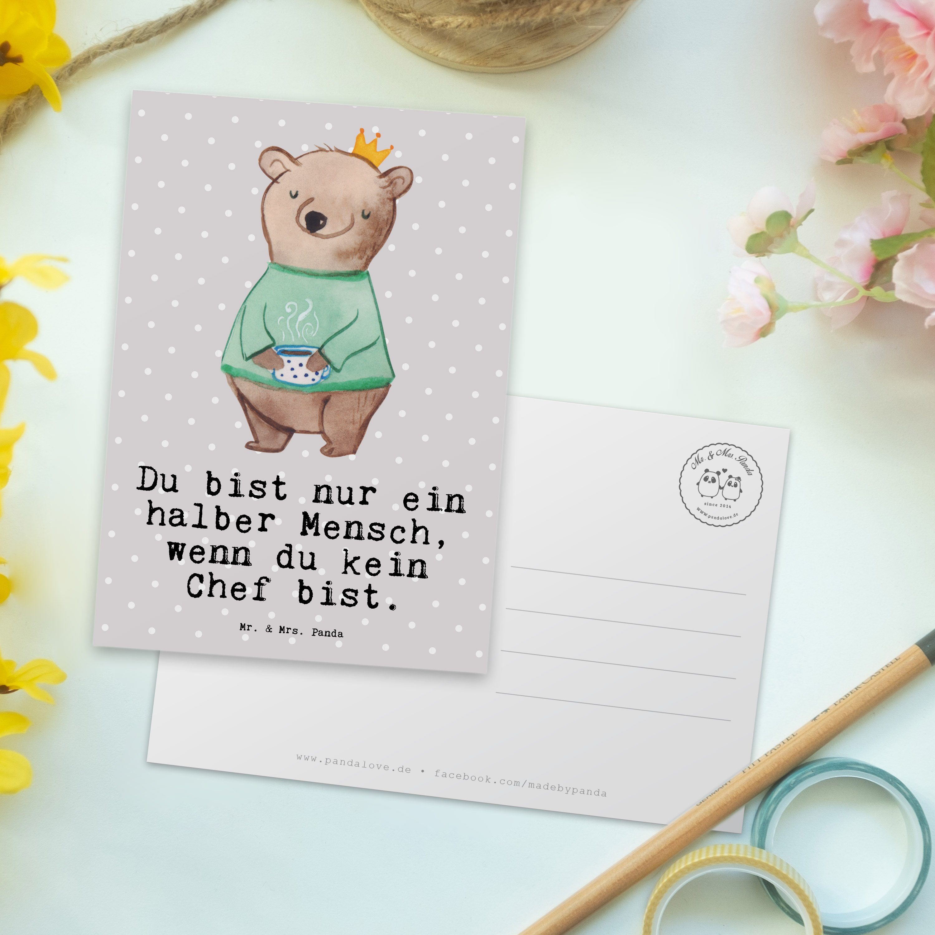 - Panda Chef Grau - & Einladun Schenken, mit Abschied, Mrs. Geschenk, Mr. Pastell Postkarte Herz
