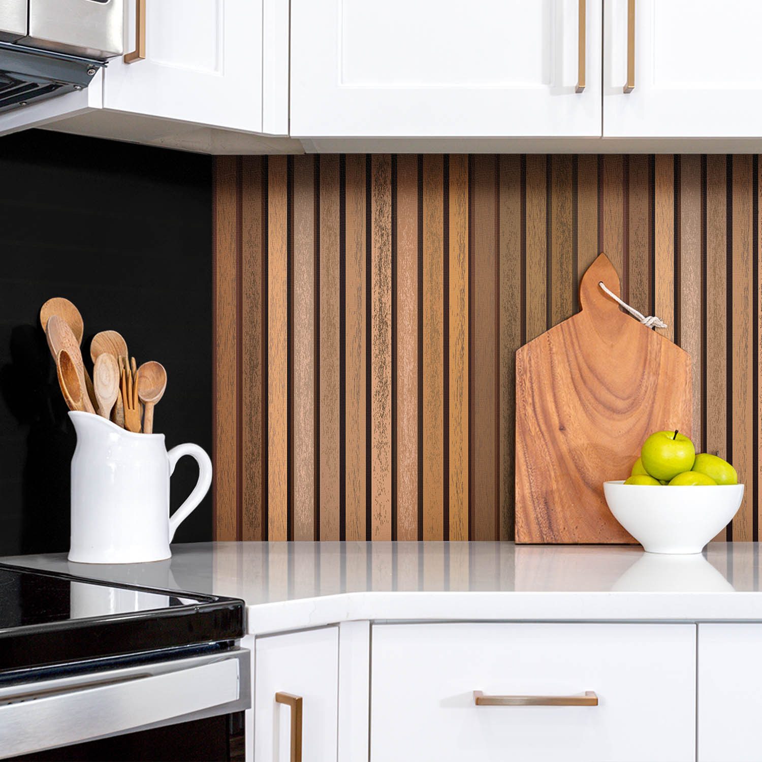 Tulup Wandpaneel Küchenrückwand Holzlatten 100x50cm Vinylfliesen günstig online kaufen