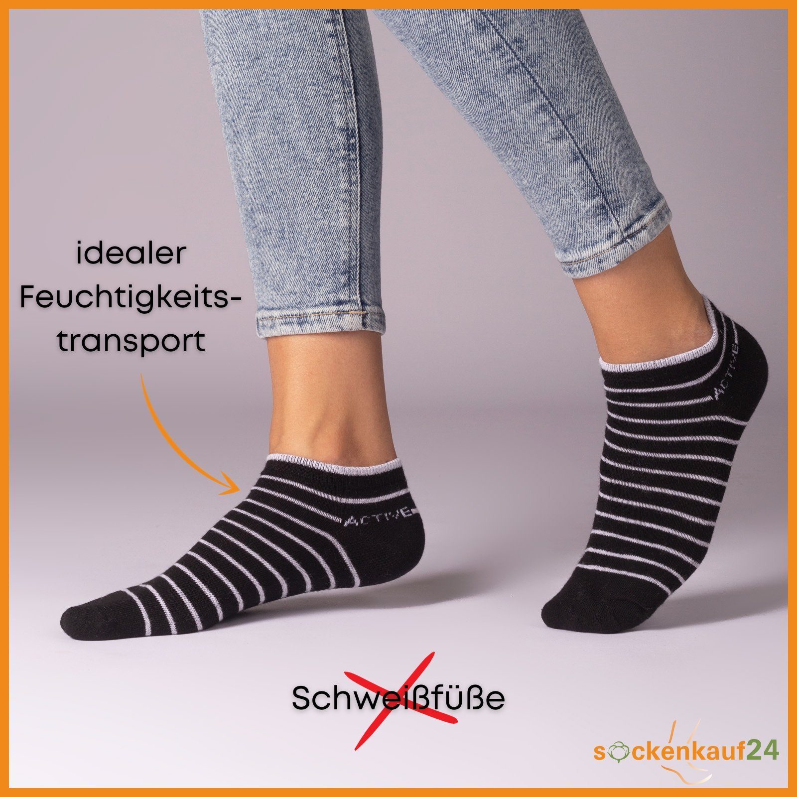 sockenkauf24 Sneakersocken 10 Paar Damen Sneaker Socken Mehrfarbig (35-38, 36844/1) Streifen Punkte Herzen Maritim Baumwolle WP