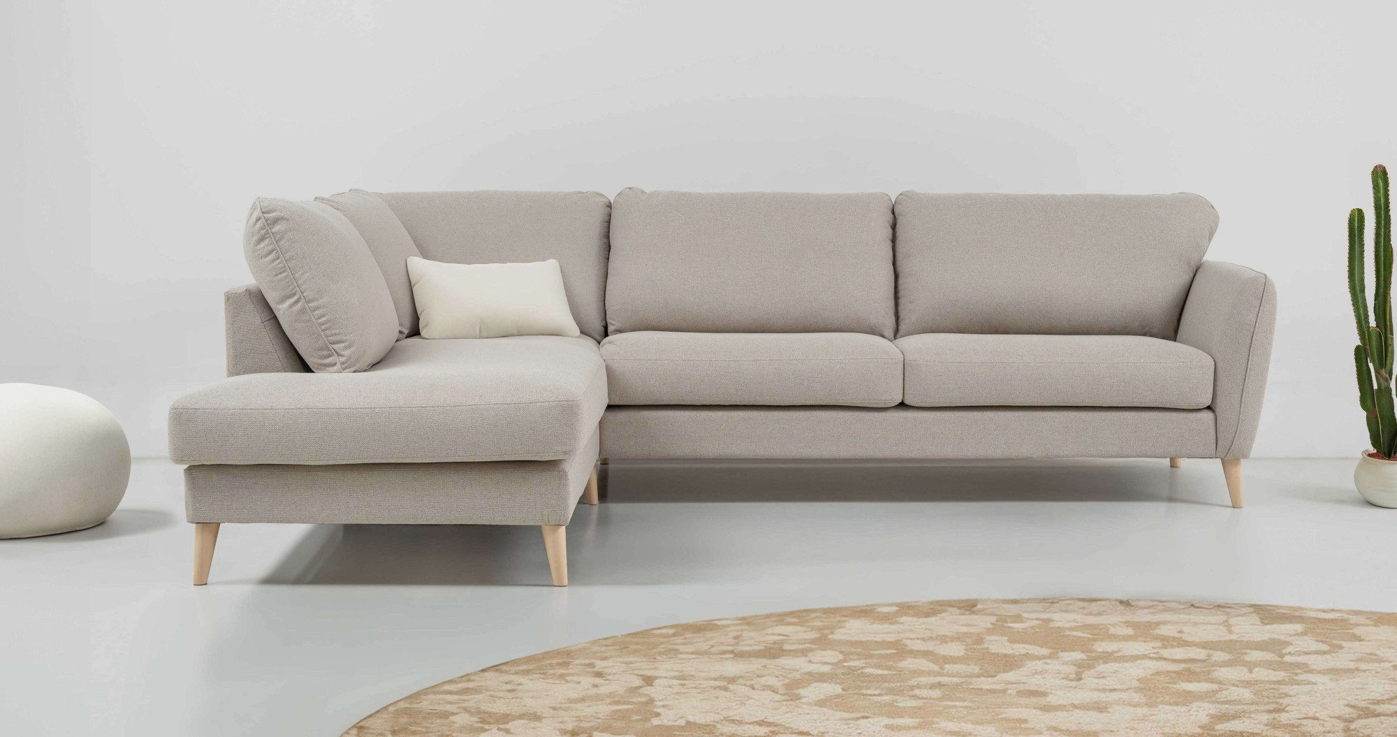 Home affaire Ecksofa MARSEILLE 278/202 cm, L-Form, Ottom. rechts/links, verschiedene Bezüge, Massivholzbeine Eiche, Landhausstil, Wellenunterfederung