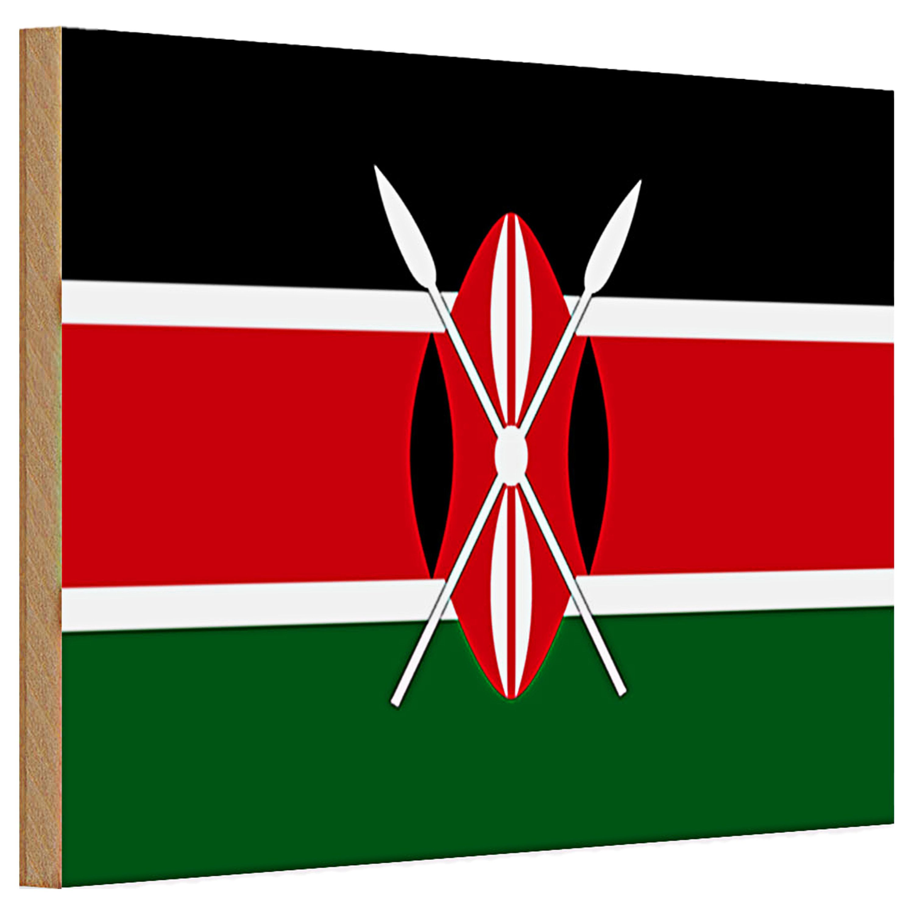 Roomando Holzbild Holzschild Flagge Kenia 30x20cm Flag of Kenya