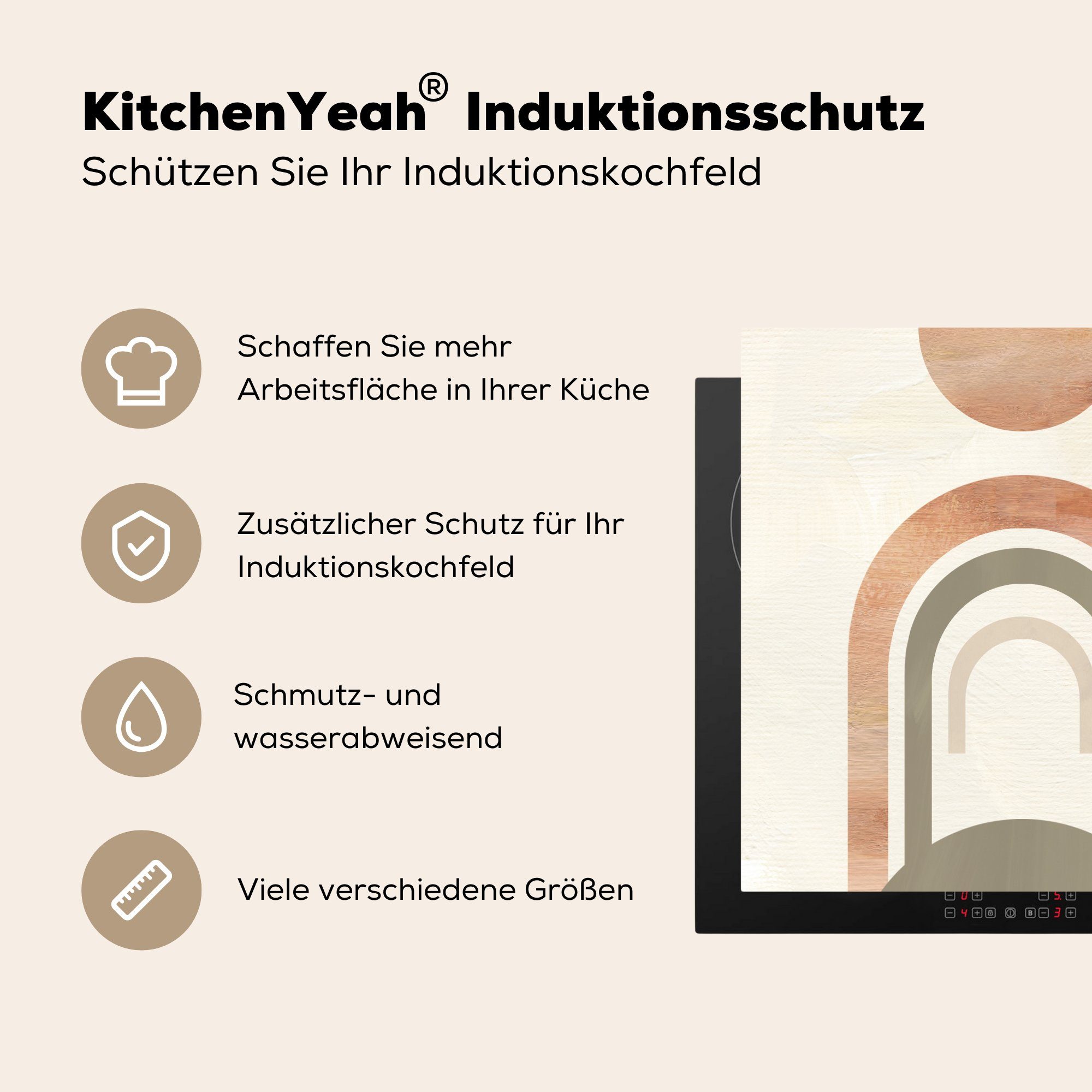 MuchoWow Rosa - Arbeitsplatte für Design Herdblende-/Abdeckplatte Vinyl, 78x78 (1 - Ceranfeldabdeckung, cm, Abstrakt, tlg), küche