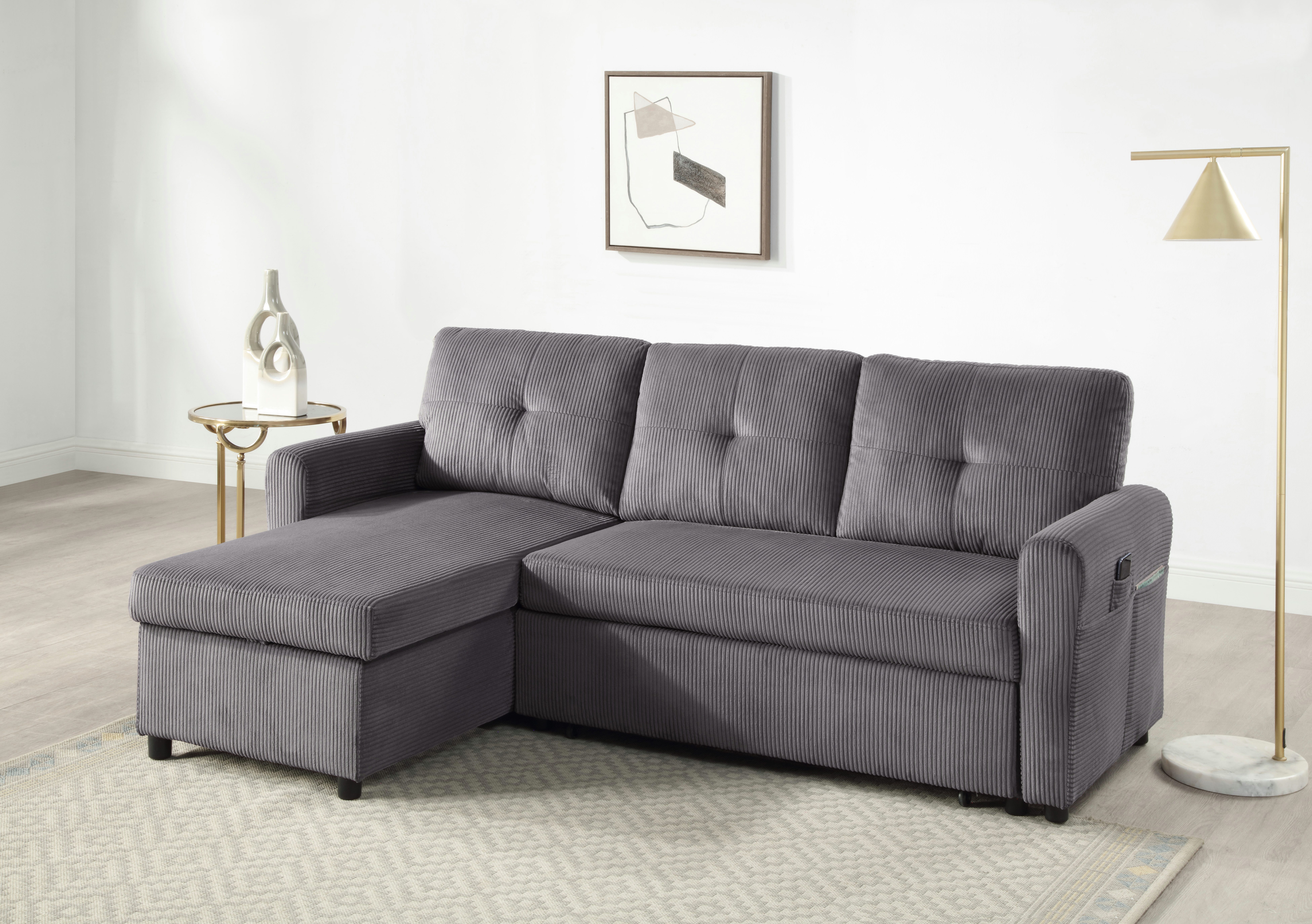 ATLANTIC home collection Schlafsofa "Gustavo L-Form, B: 199 cm" mit Bettfun günstig online kaufen