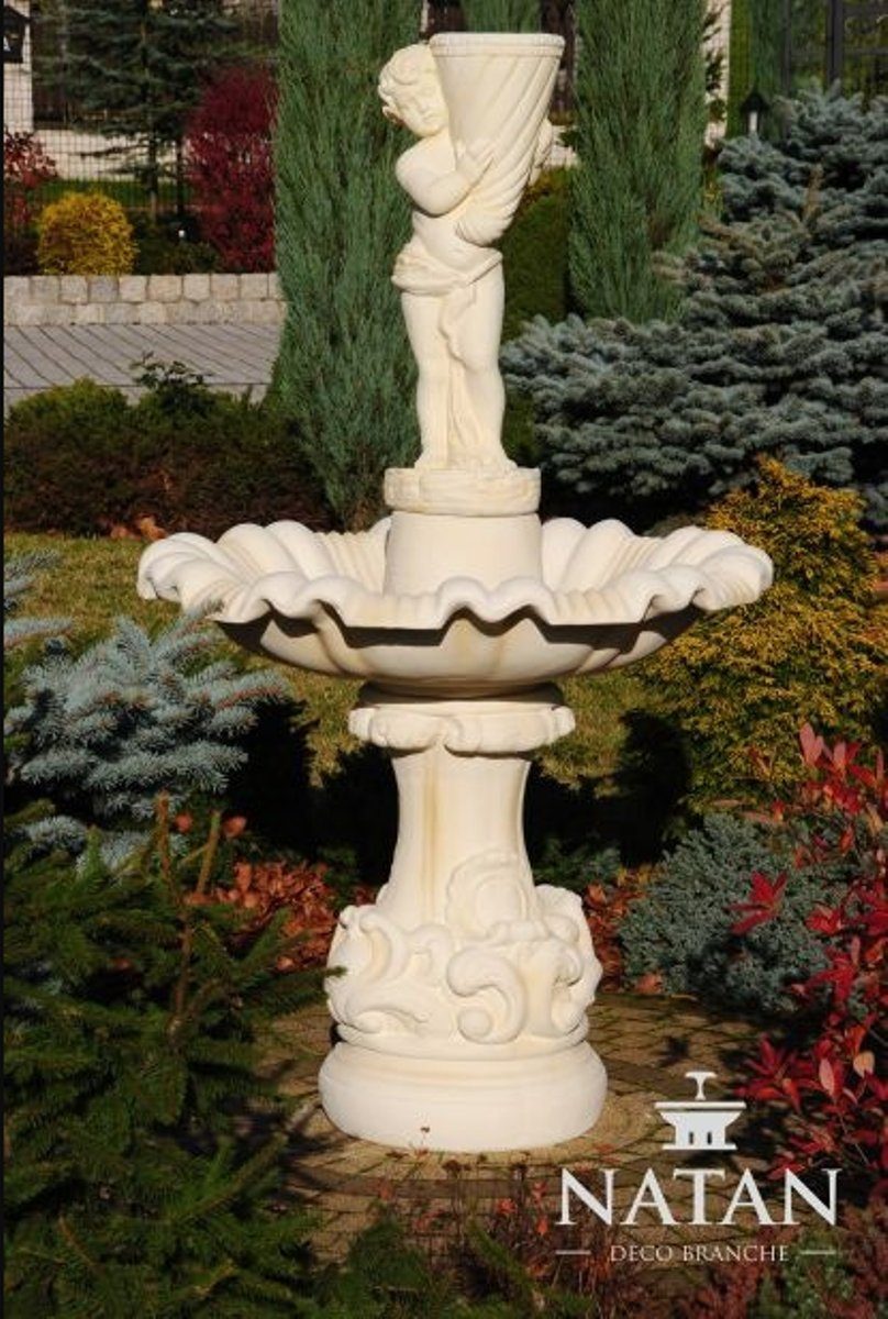 JVmoebel Skulptur Springbrunnen Garten Teich Brunnen Steinbrunnen Stein  Gartenbrunnen Fontaine