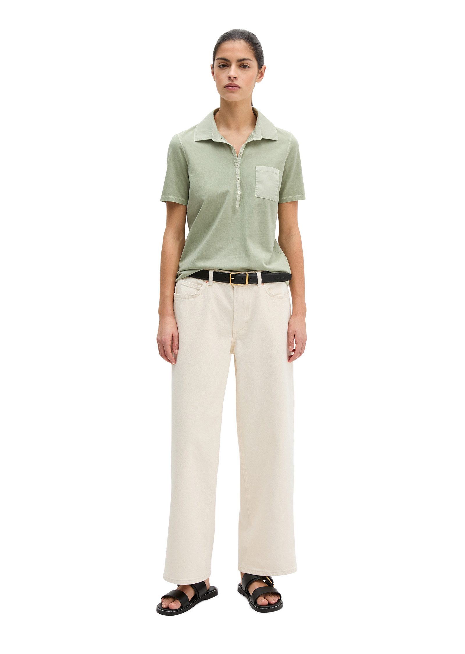 Marc O'Polo Poloshirt mit Material-Mix-Details – Bild 5 von 5