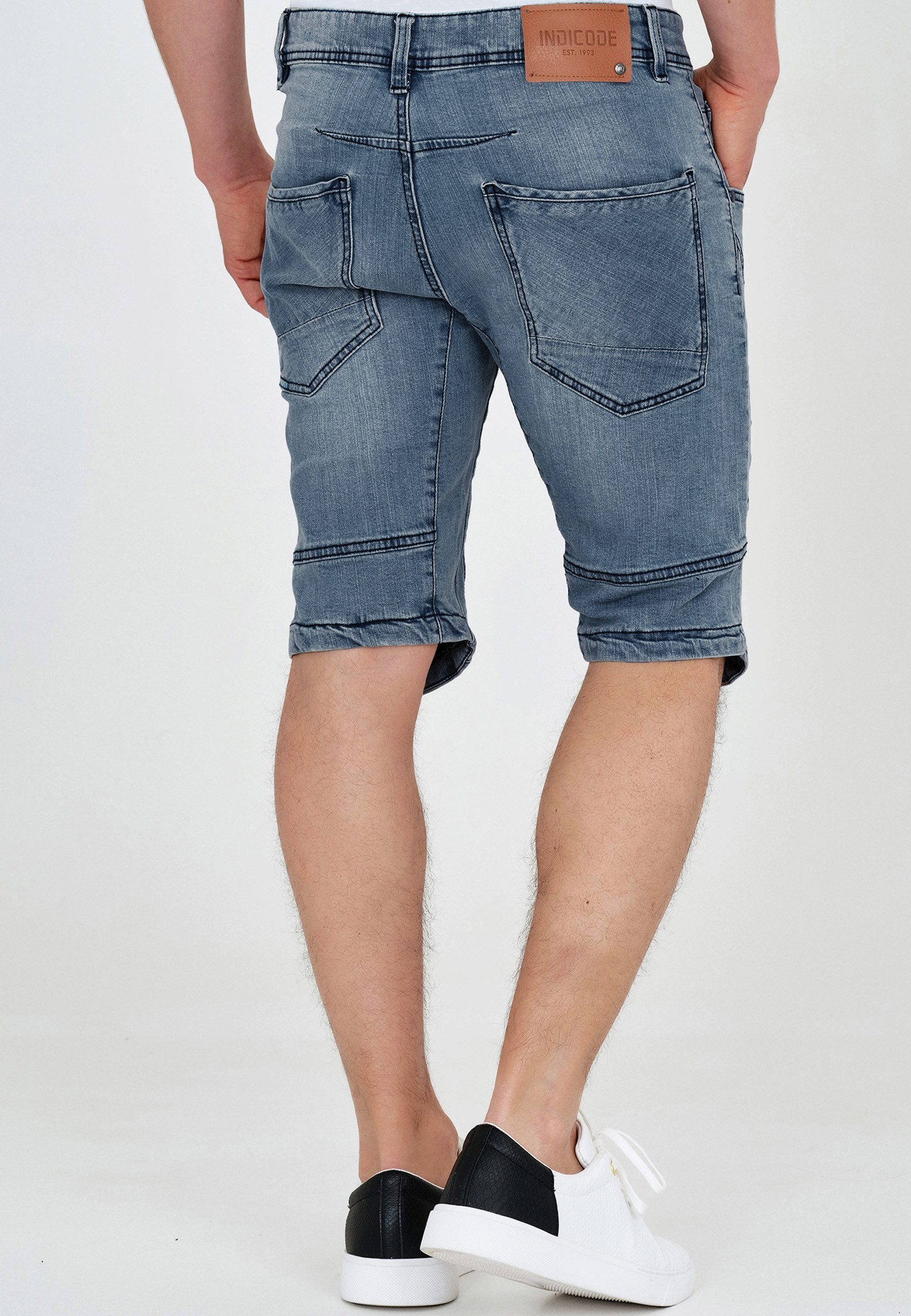 Indicode Jeansshorts Herren Leon Jeans Shorts Herrenshorts Denimshorts mit 5 Taschen