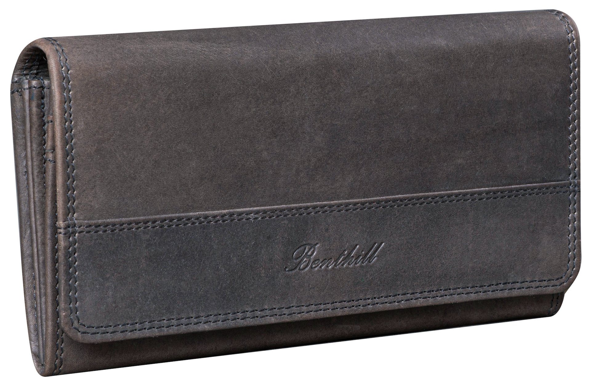 Benthill Geldbörse Damen Echt Leder RFID Portemonnaie mit vielen Kartenfächer Vintage, RFID-Schutz Kartenfächer Münzfach Reißverschlussfach – Bild 2 von 5