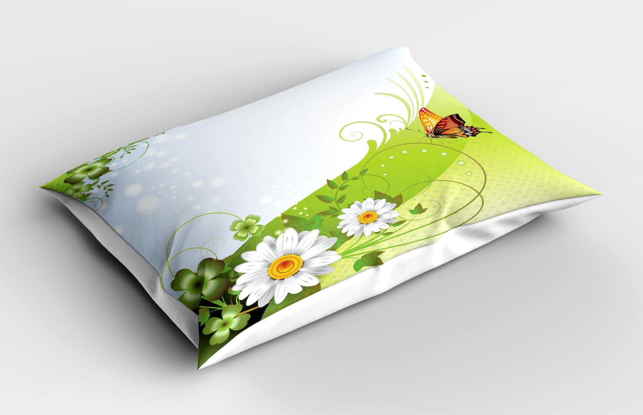 Kissenbezüge Dekorativer Standard King Der Size Stück), Frühling Schmetterling (1 Gedruckter Kissenbezug, Natur Abakuhaus Daisy