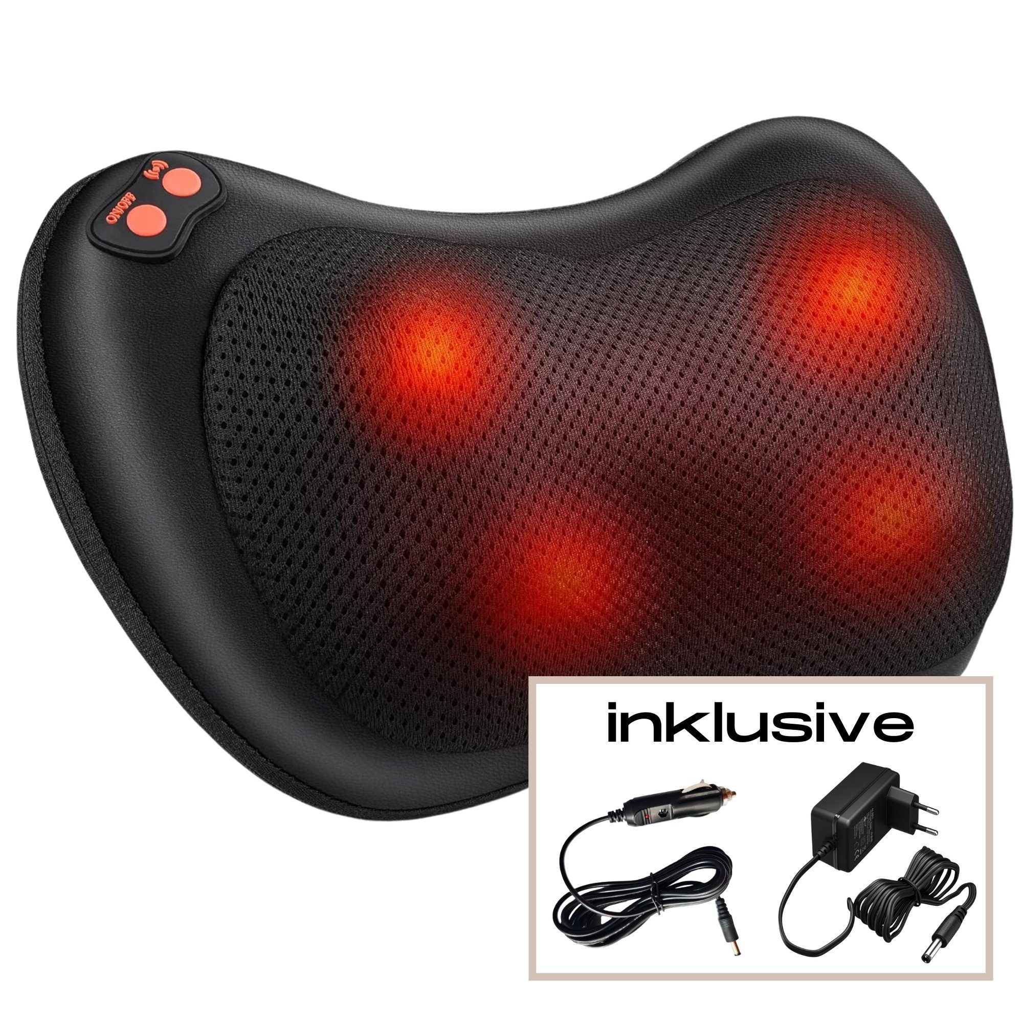 smartEC Shiatsu-Massagekissen Witali Shiatsu Massagekissen mit Wärmefunktion, 4 Massageköpfe, 1-tlg., 3 Intensitätsstufen, Wärmefunktion, inkl. Autoadapter