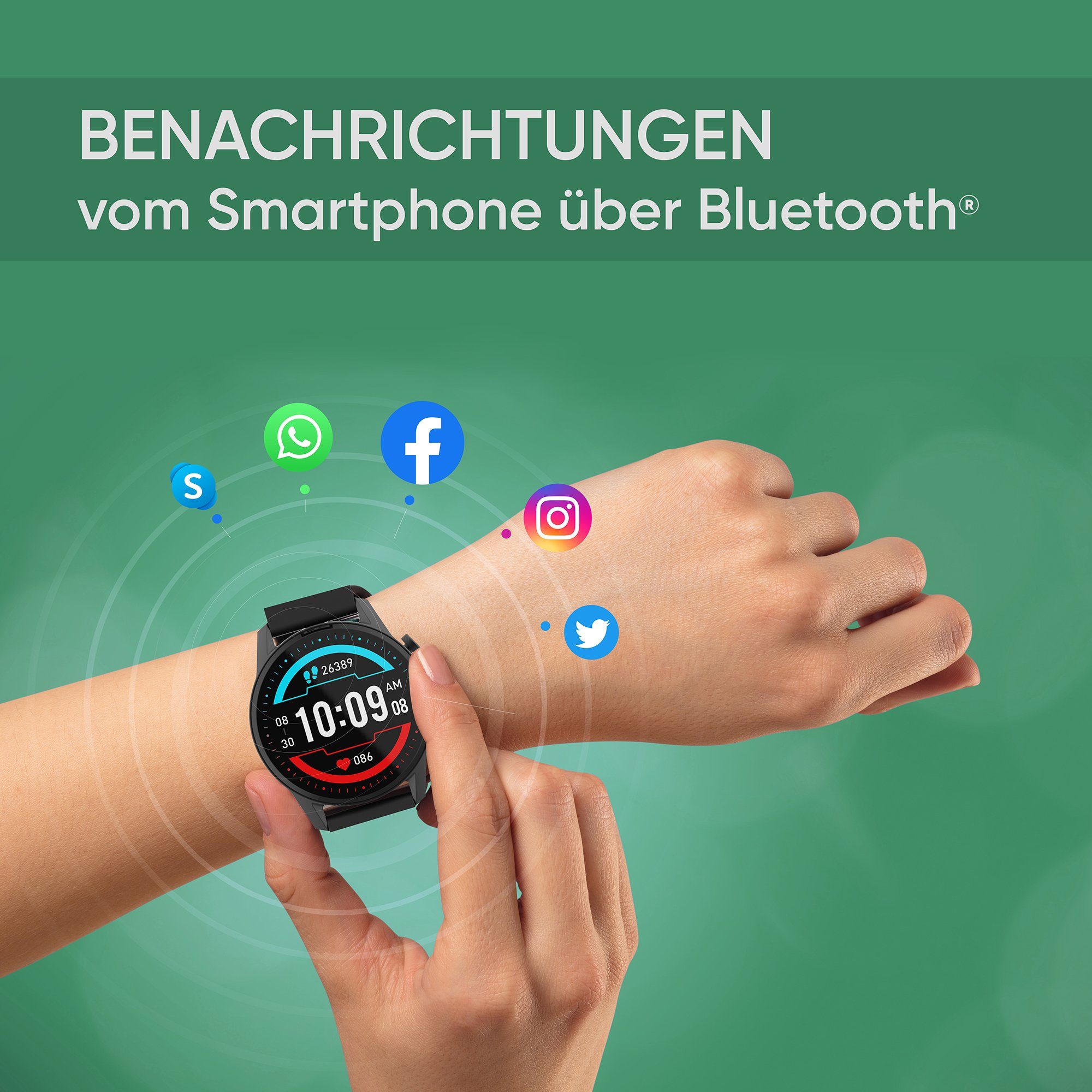 Xoro Smartwatch SMW20 vielseitige Messmöglichkeiten von Fitnesswerten Fitnessuhr, Fitness‑Uhr mit Ladekabel, Alltagstaugliche Smart‑Begleitung mit Tracking und IP67‑Schutz