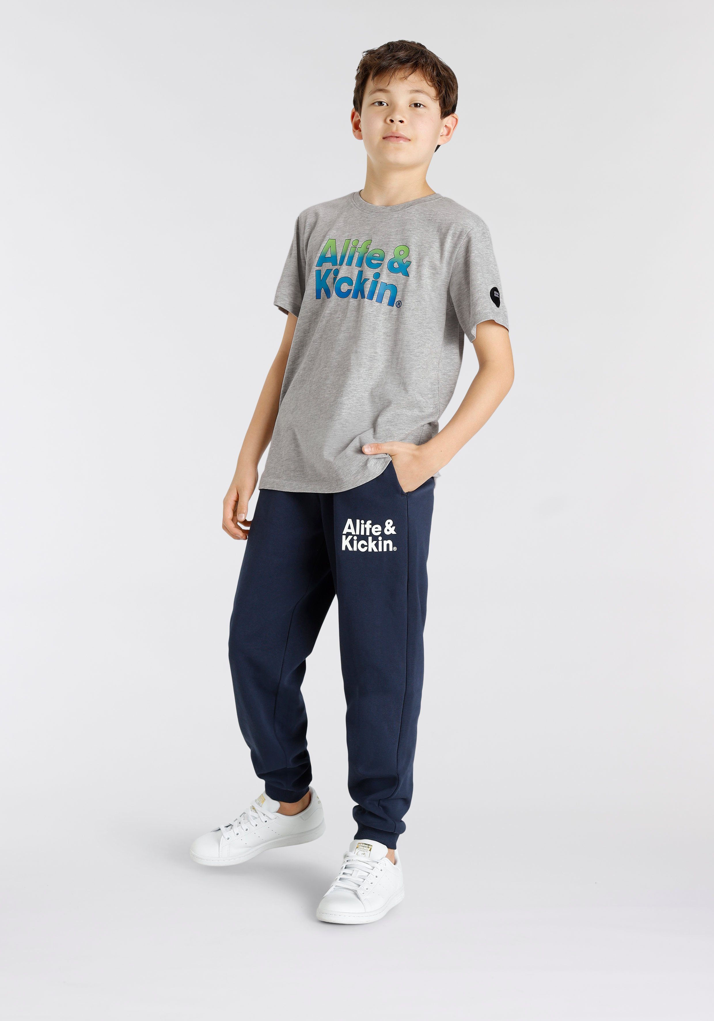 Alife & Logo-Print MARKE! melierter Alife&Kickin Qualität, für T-Shirt Kids in Kickin NEUE
