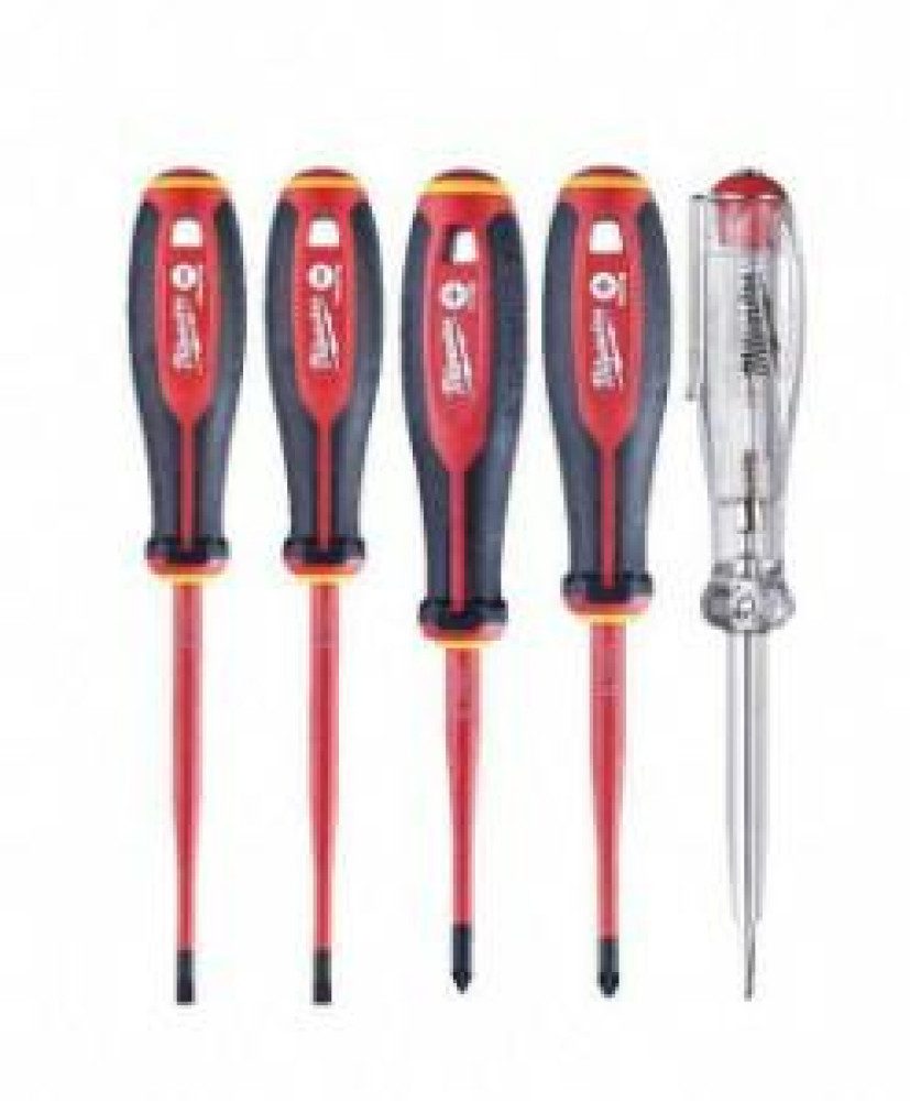 Milwaukee Schraubendreher MILWAUKEE VDE-Schraubendreher-Set 5-teilig mit Spannungsprüfer