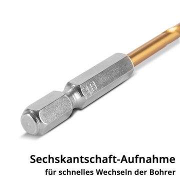STAHLWERK Bohrersatz 10-teiliges Universal Spiralbohrer Set 2-5 mm, (Set, 10-tlg), mit Sechskant-Schaft, Metallbohrer, Holzbohrer, Bohrer Set