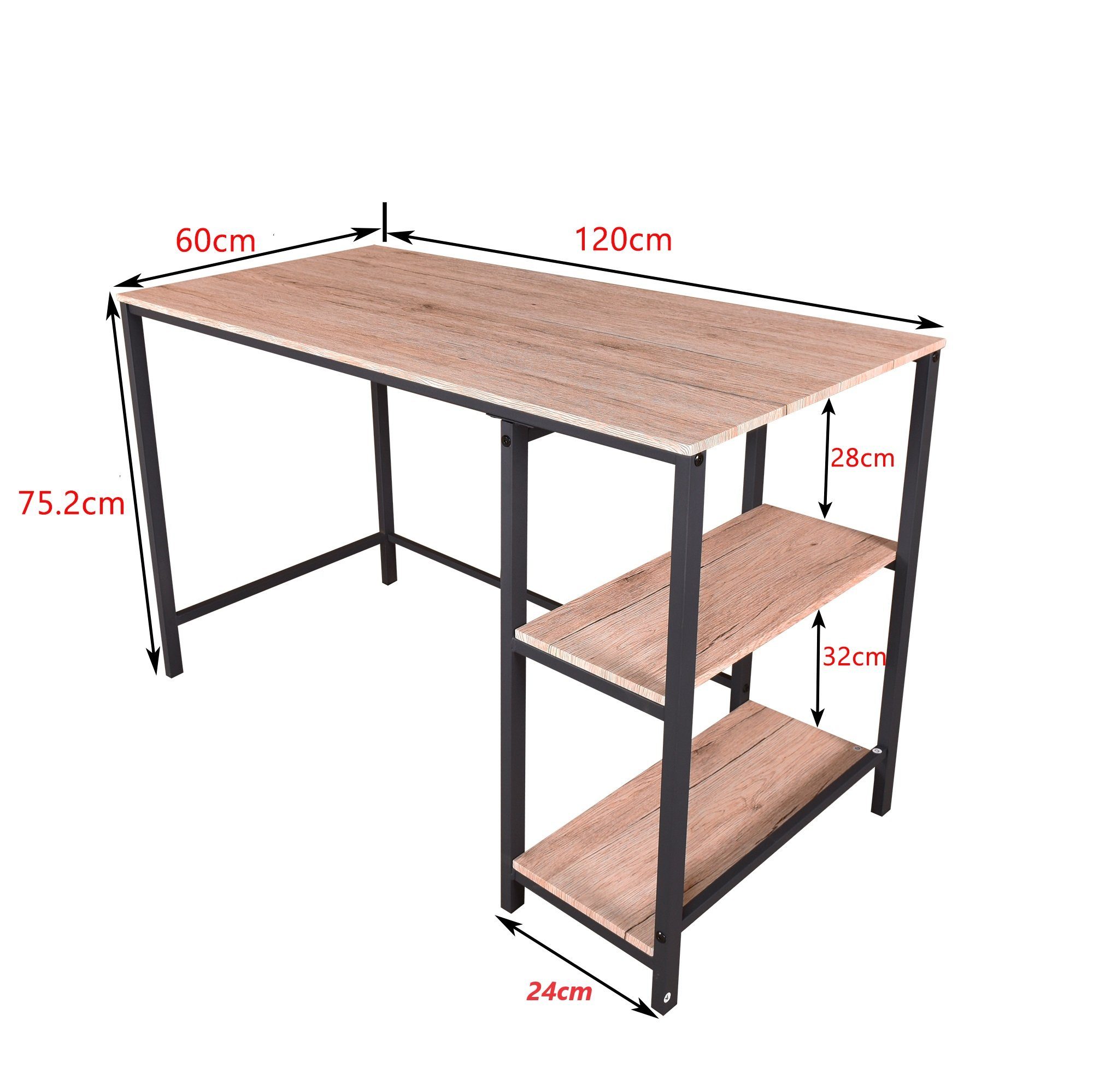 JOIVI mit Computertisch Oak 2 Tisch) (1 Ablagen, Schreibtisch, Schreibtisch viereckiger Bürotisch