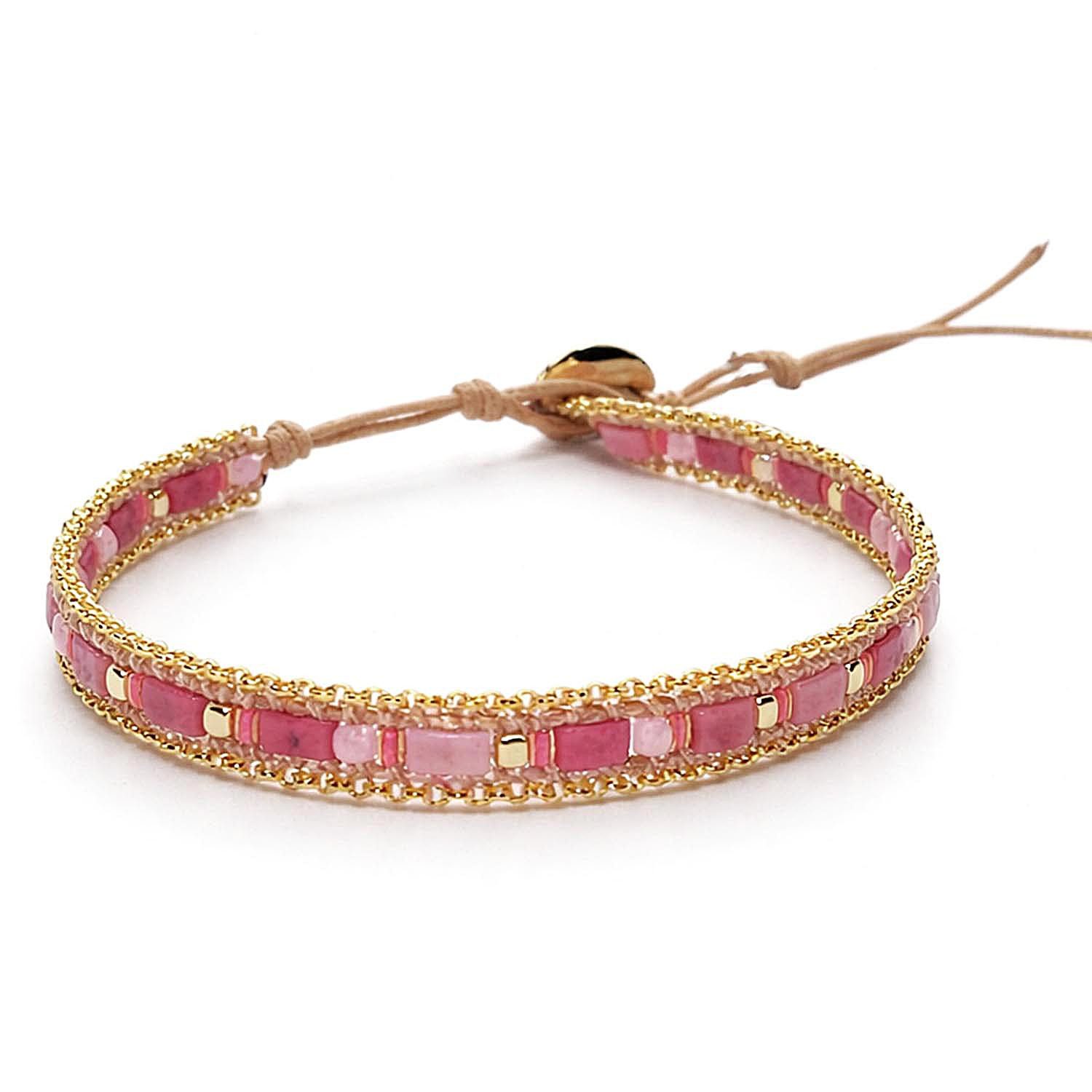 Wickelarmband Armband Daya – Edelsteine, vergoldeter Hämatit & Edelstahl