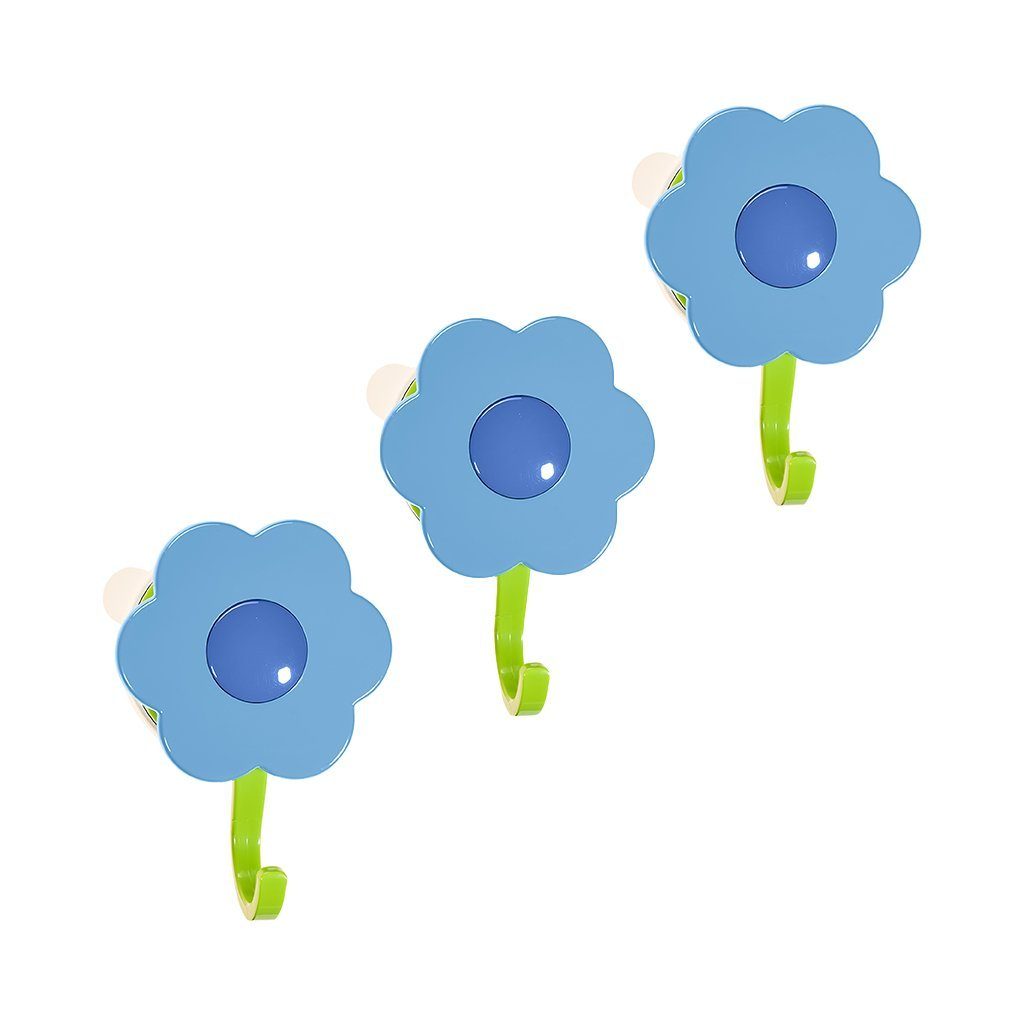 Kochblume Wandhaken Blumenhaken L, (Spar-Set, 3-St), Tragkraft bis zu 8 kg hellblau | Wandhaken