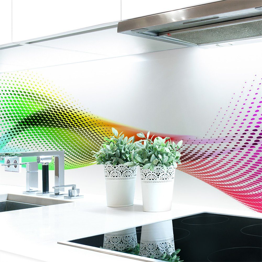 DRUCK-EXPERT Küchenrückwand Küchenrückwand Abstrakt Regenbogen Premium Hart-PVC 0,4 mm selbstklebend | Küchenrückwände