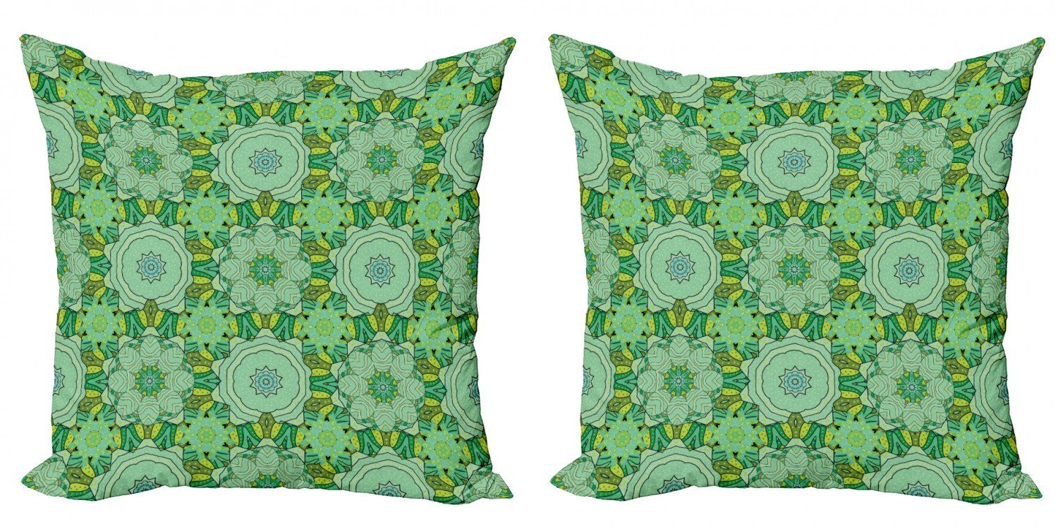 Kissenbezüge Modern Accent Doppelseitiger Digitaldruck, Abakuhaus (2 Stück), grüne Mandala Eastern Creative Art