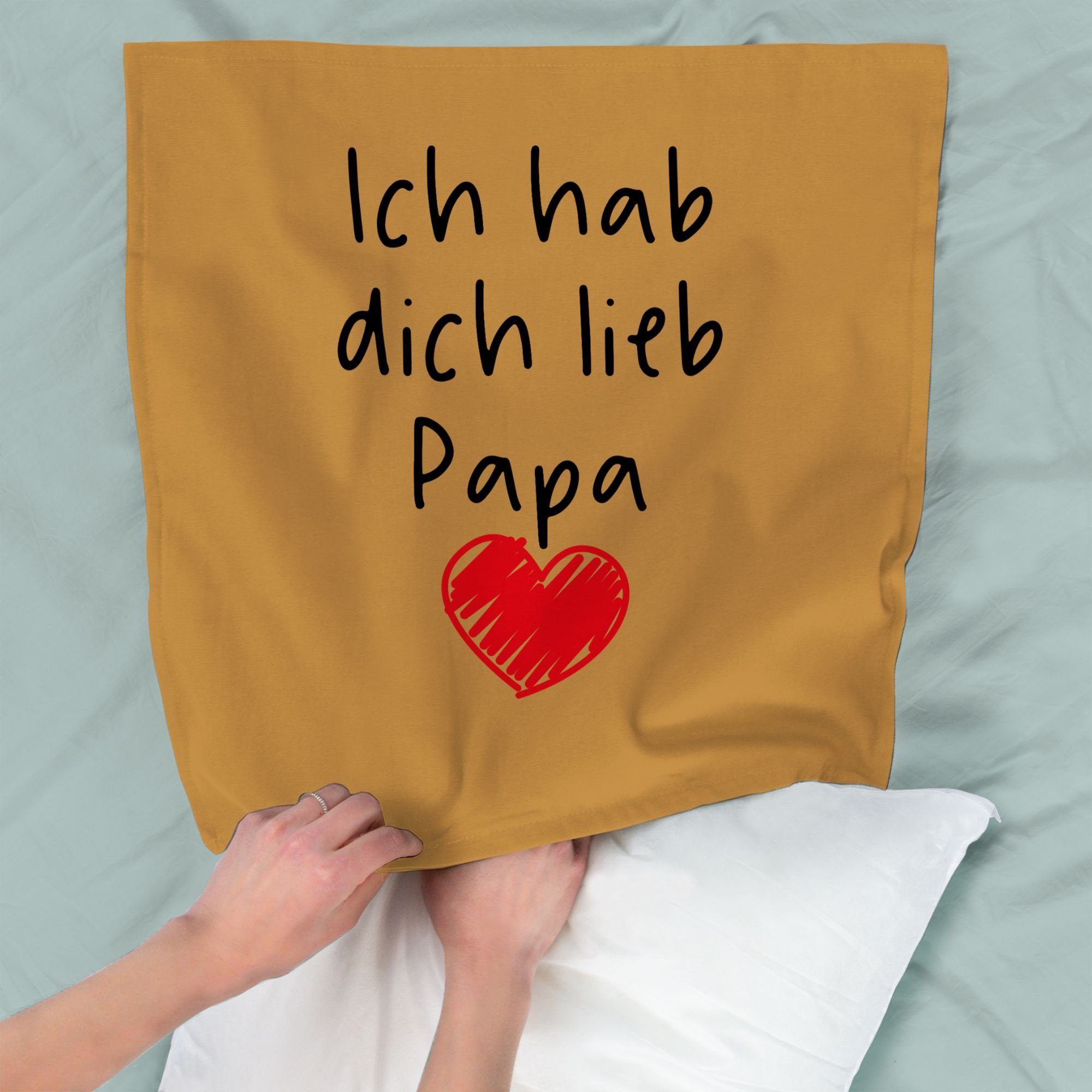 Papa hab schwarz, dich Shirtracer Stück), Kissen (1 lieb Kissenbezüge Vatertagsgeschenk Ich Herz