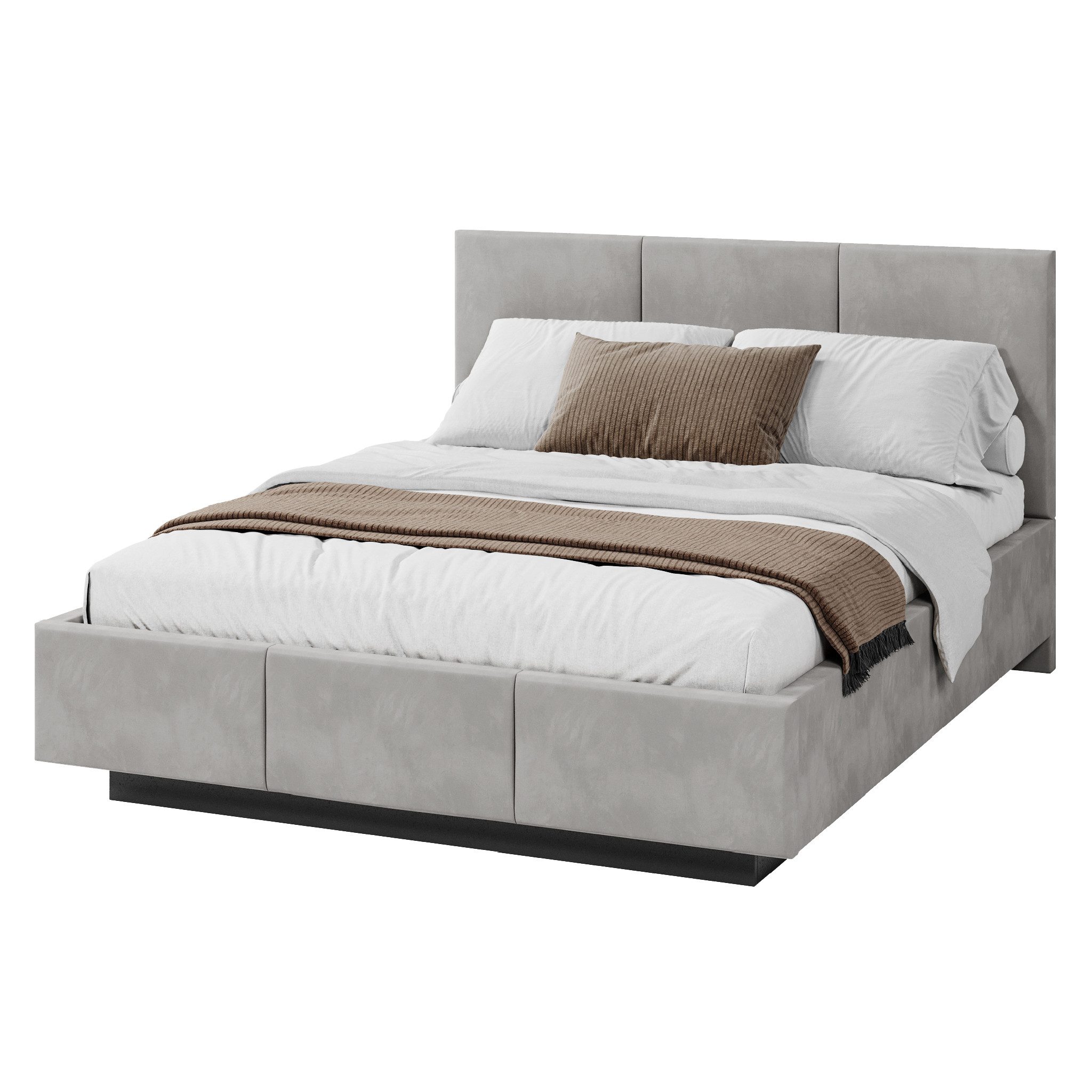 FDM Polsterbett ALMADA modern mit Bettkasten MADE IN EU - mit Trinity Velours Bezug (verfügbar 90x200 120x200 140x200 160x200 180x200cm, Bettrahmen, Bett, mit großen gepolsterten Kopfteil, mit Bettkasten zum aufklappen), Hebbarer Metallrahmen, Bettkasten, mit/ohne Matratze