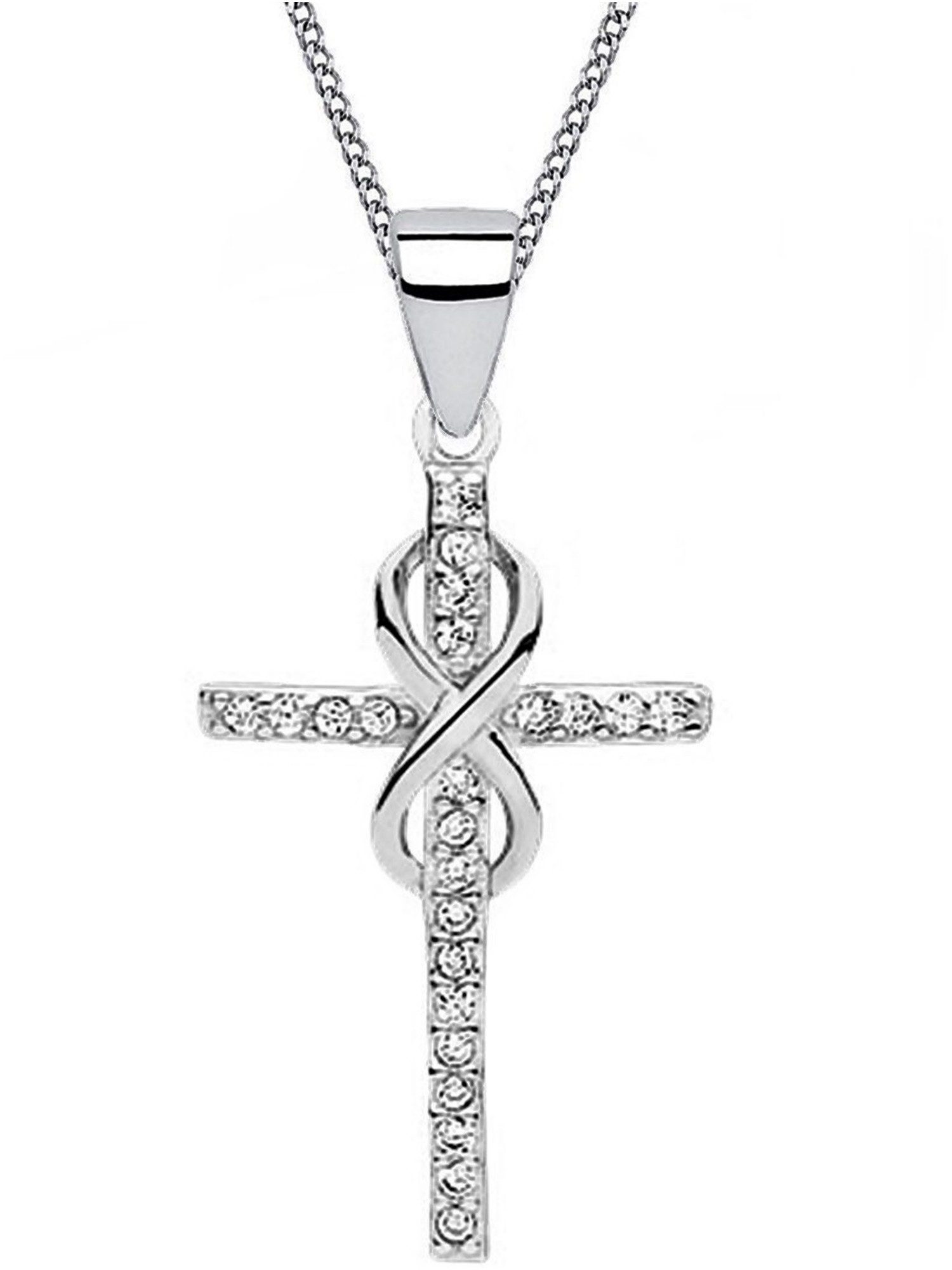 Goldene Hufeisen Kette und Anhänger Set Kreuz Unendlichkeit Anhänger mit Kette 925 Silber Rhodiniert Damen (2-tlg, inkl. Etui), Rhodiniert