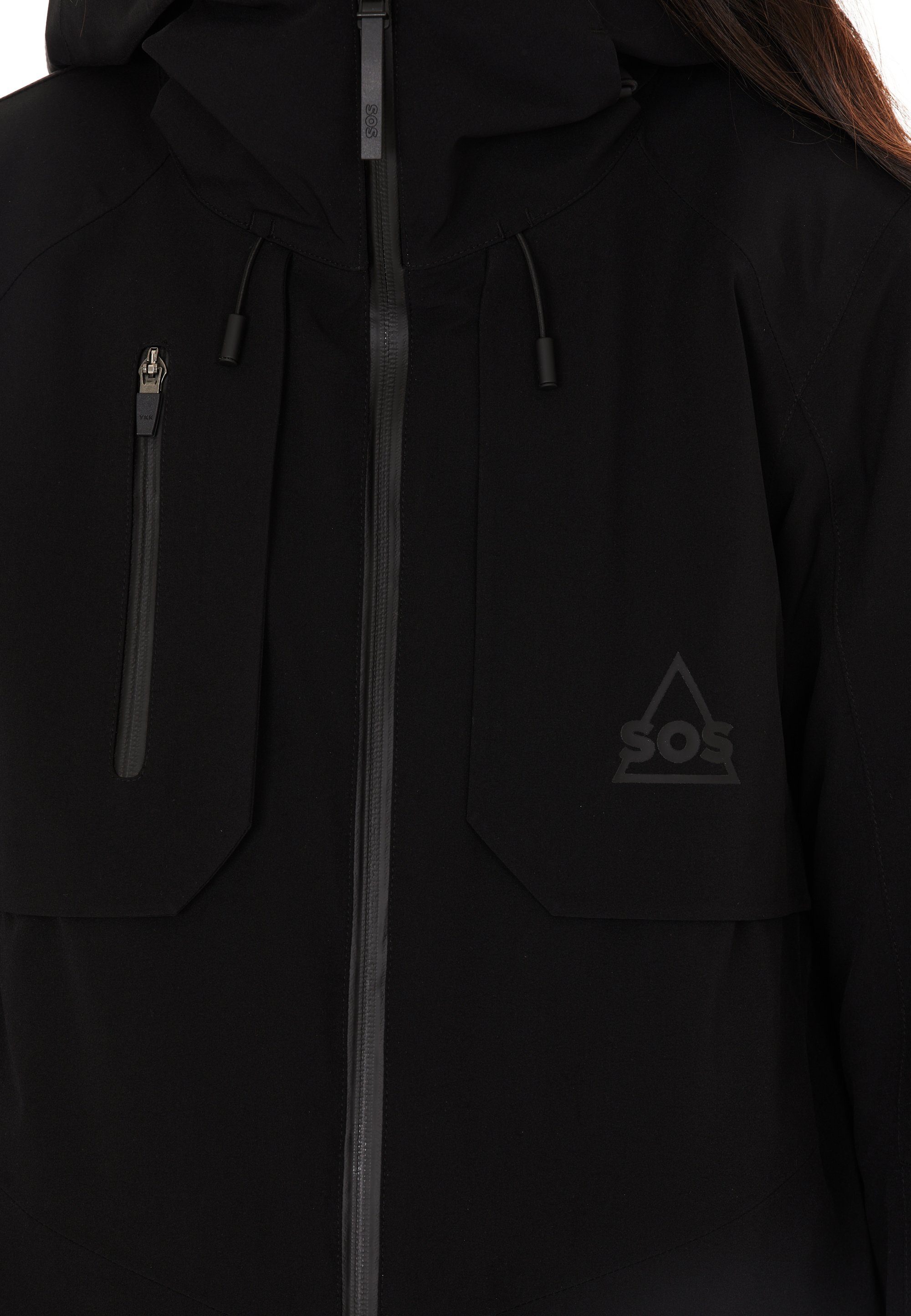 Skijacke wasserabweisender schwarz-schwarz mit SOS Membran Aspen