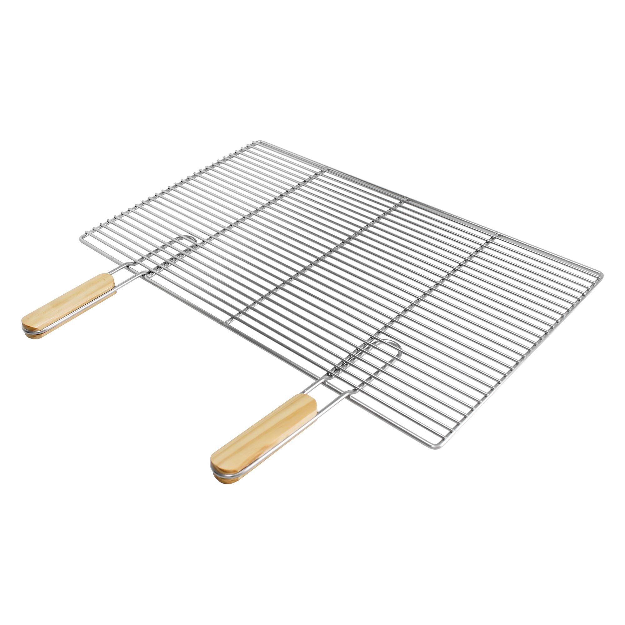 ECD Germany Grillrost Grill aus Edelstahl mit abnehmbaren Griffen robust & rostfrei für BBQ, Grillplatte 67x40cm Rechteckig für Gasgrill Holzkohlegrill Feuerstelle