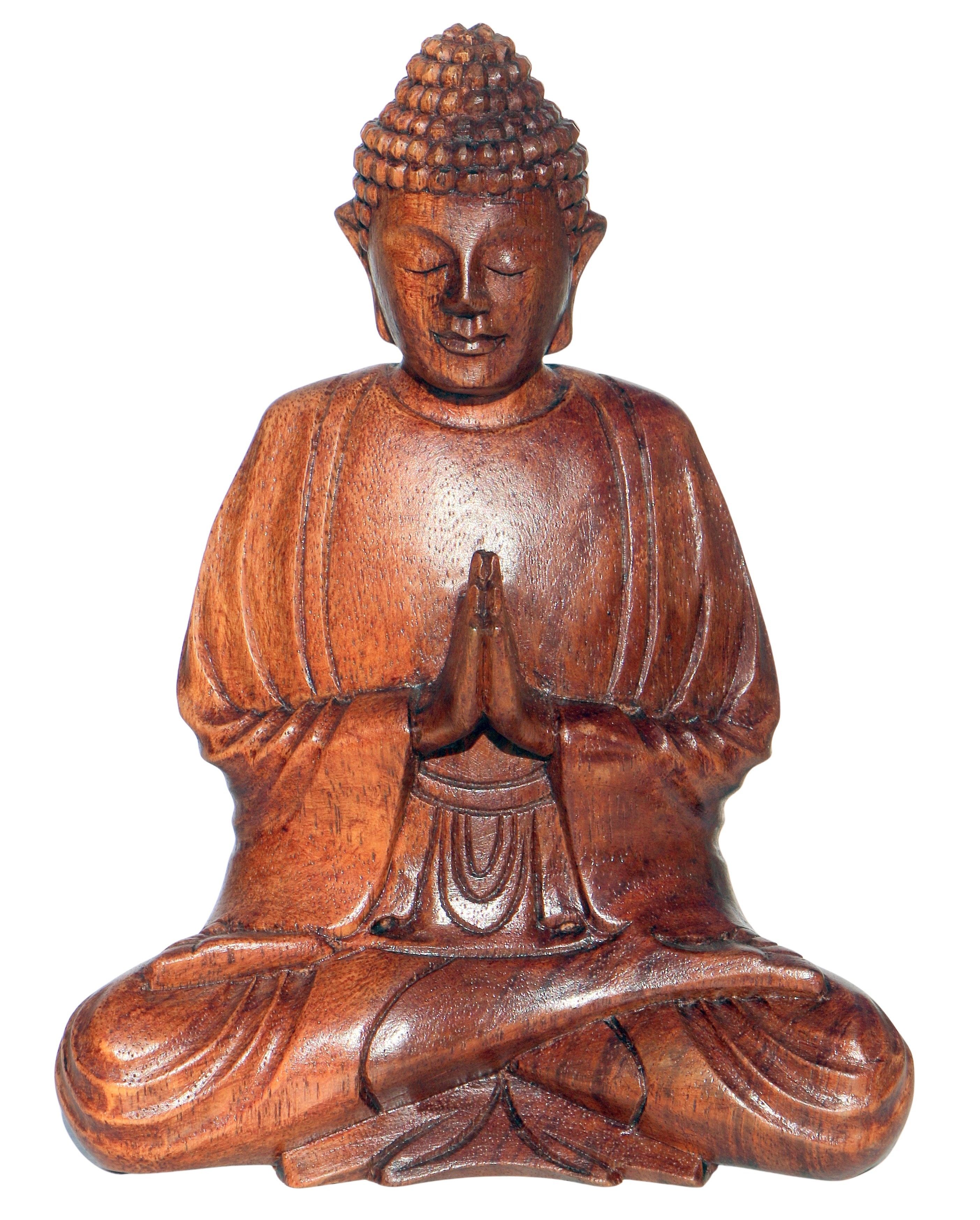 Wogeka Buddhafigur Meditation Gebet Buddha Holz-Figur Feng Shui