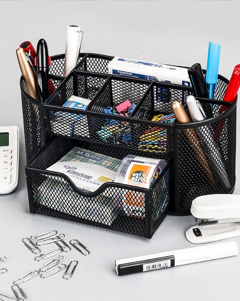 Thumbnail - LEAZZLE Organizer Stiftehalter Metall 8-Fach, Schreibtisch-Organizer für Schulbedarf, (1 St), stylisches Design für Schü...