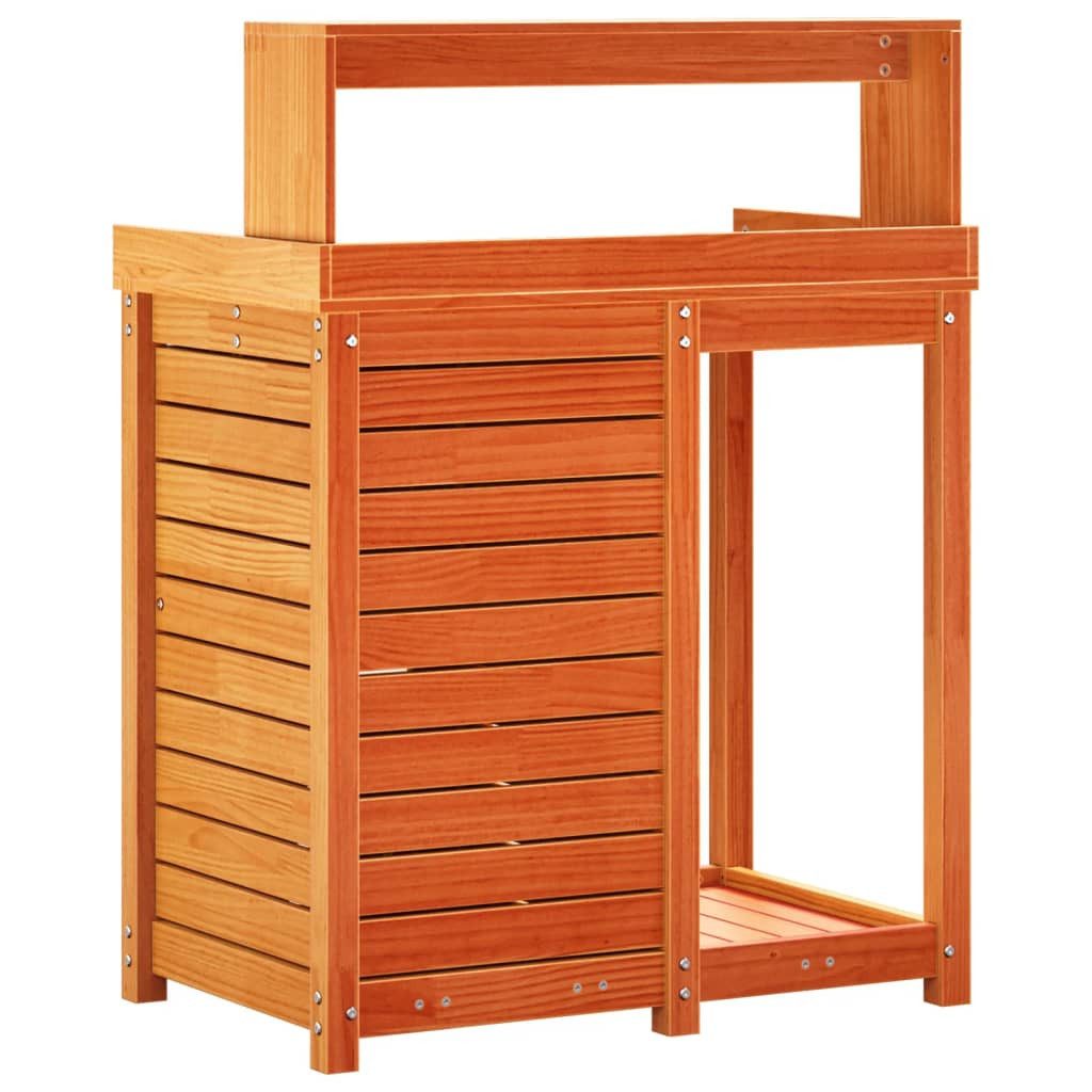 vidaXL Pflanztisch Pflanztisch mit Ablagen Braun 82,5x50x109,5cm Massivholz Kiefer