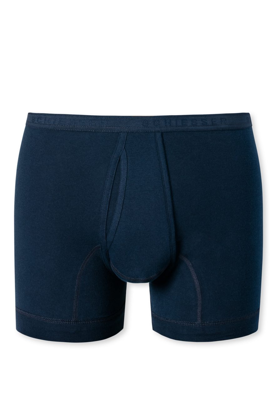 3er Blau (Spar-Pack, Schiesser 3er-Pack) Feinripp Boxer Hose kurz Langer Pack