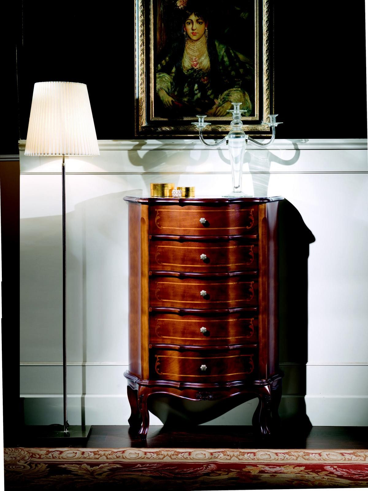 JVmoebel Hochkommode Barocke Luxus-Kommode aus italienischem Holz - Designer Möbel, Made in Italy