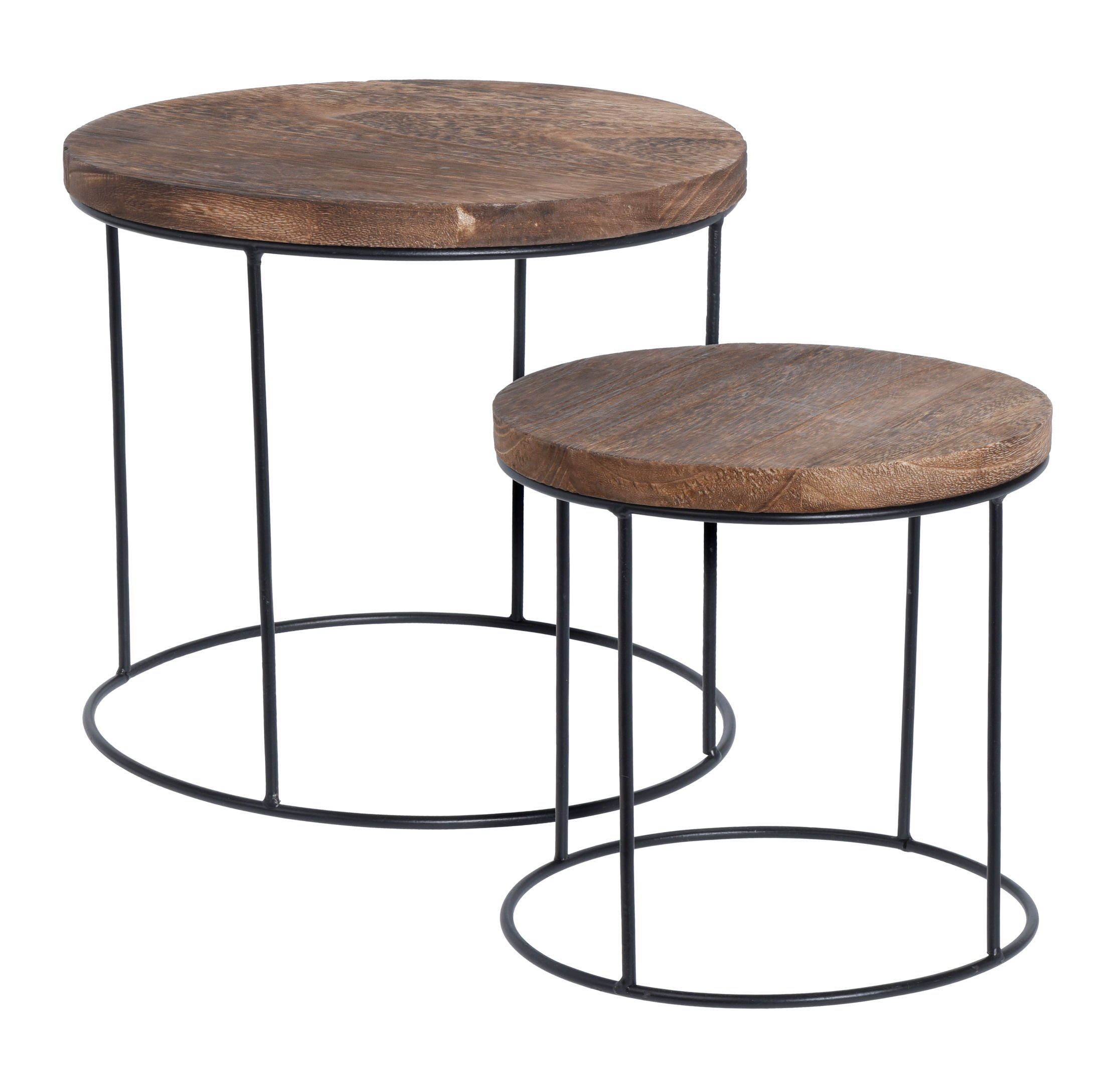 Spetebo Blumenhocker Blumenhocker 2-teilig mit dunkler Tischplatte (Set, 2 günstig online kaufen