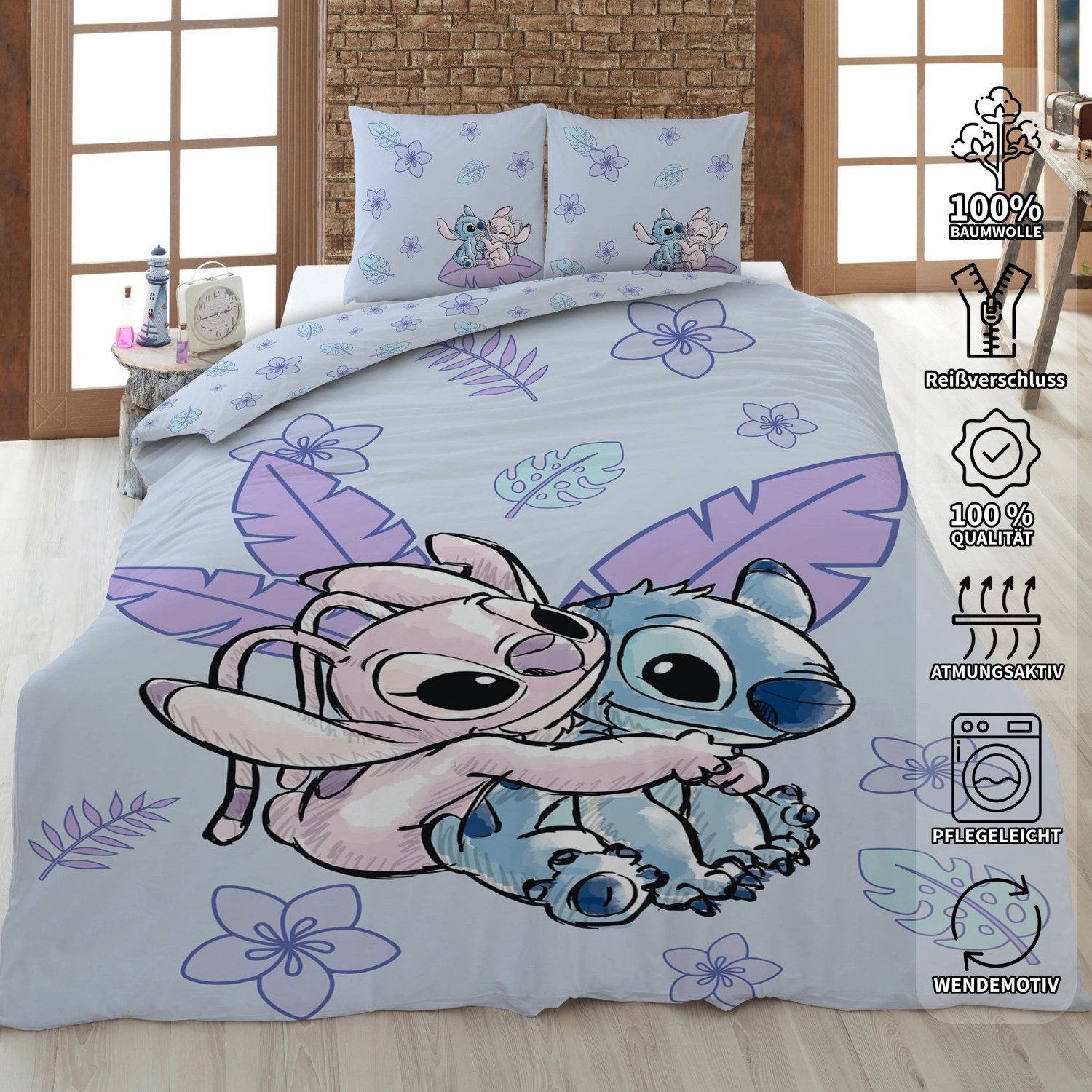 AY!Max Kinderbettwäsche Disney Lilo und Stitch Wende Bettwäsche 2tlg 135 x 200 cm, 2 teilig, Langlebig – Bild 5 von 5