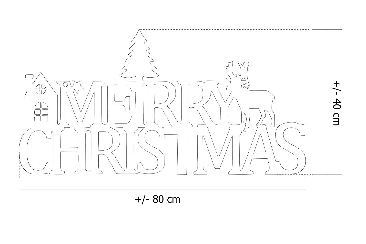 Metallschild Weihnachtsfigur Merry tuning-art Weihnachtliches Stahl WD02-BLK Schwarz Schwarz X-Mas Weihnachtsdeko