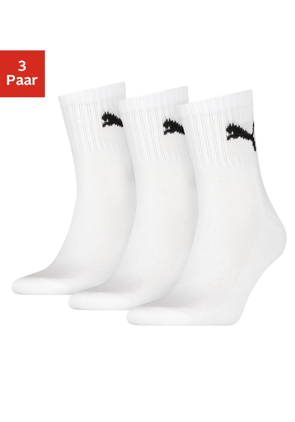 PUMA Sportsocken short crew (3-Paar) mit klassischer Rippe