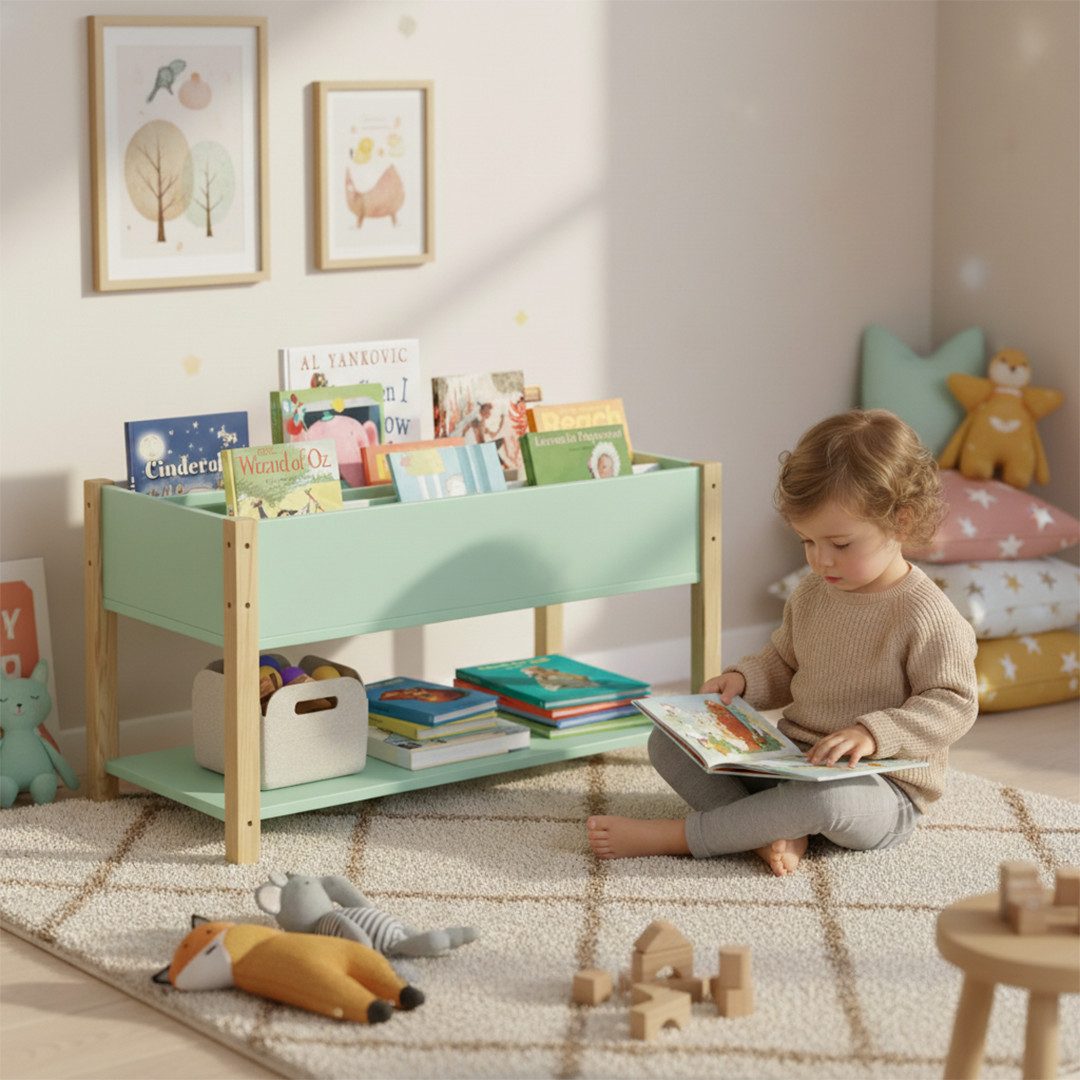 Bellabino Kinderregal Teme mit Fächern und Ablagefach, Bücherregal, Spielze günstig online kaufen