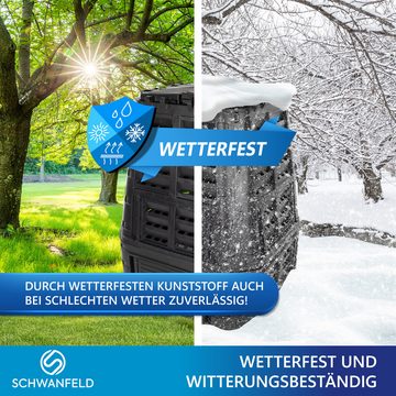 Schwanfeld Thermokomposter 740l Premium Thermokomposter - [GERUCHSDÄMMENDER KOMPOSTER GARTEN], (inkl. Schutznetz - hochwertiger Komposter Schnellkomposter wetterfest - einfache Montage/Robustes Material)