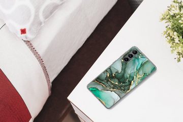 MuchoWow Handyhülle Gold - Marmor - Grün - Luxus - Marmoroptik - Grau, Phone Case, Handyhülle Samsung Galaxy S21, Silikon, Schutzhülle
