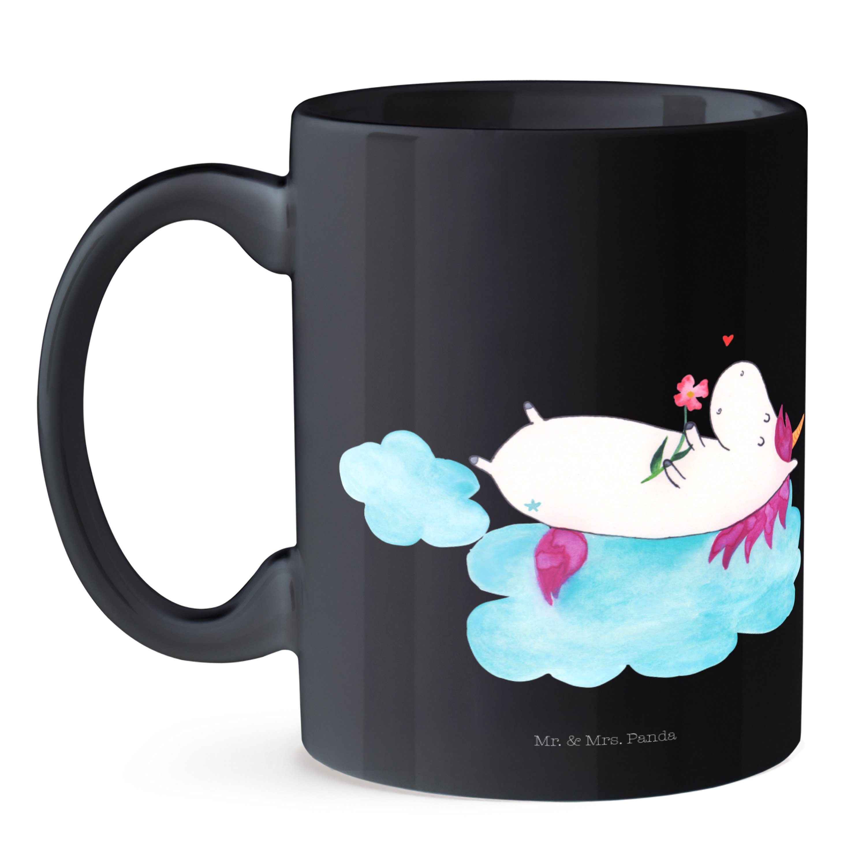 auf verliebt Schwarz Mrs. Schwarz Kaffeebecher, Tasse Keramik Tasse, Einhorn - & Wolke Mr. Panda - Geschenk,
