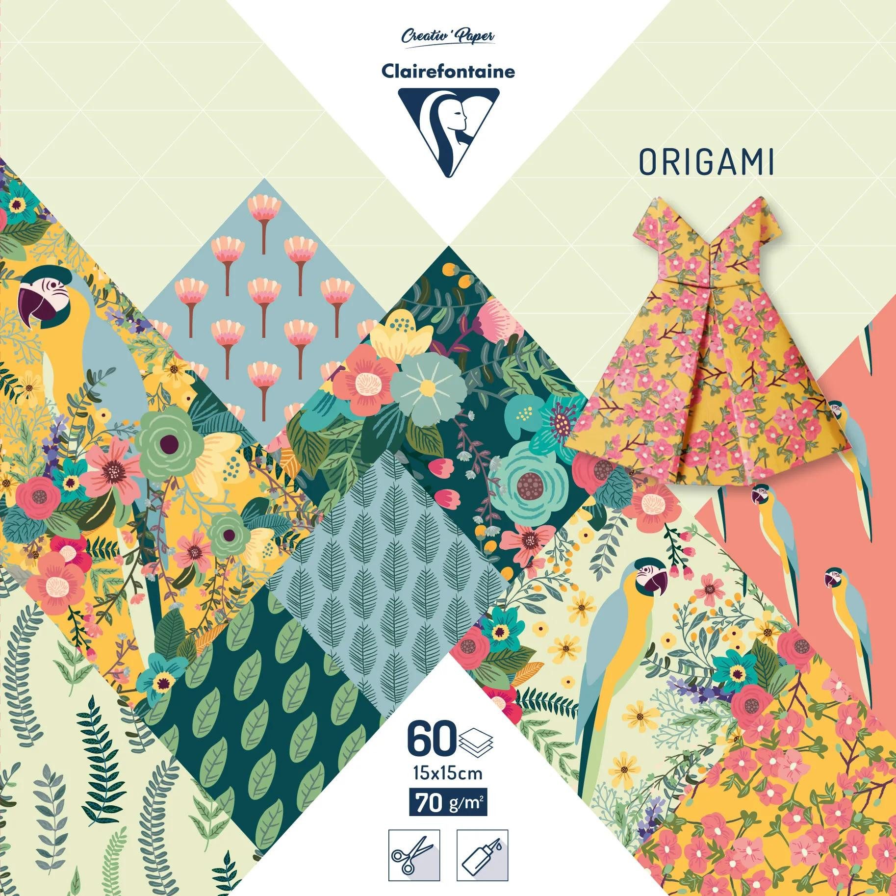 CLAIREFONTAINE Bastelkartonpapier 5x Origami-Set