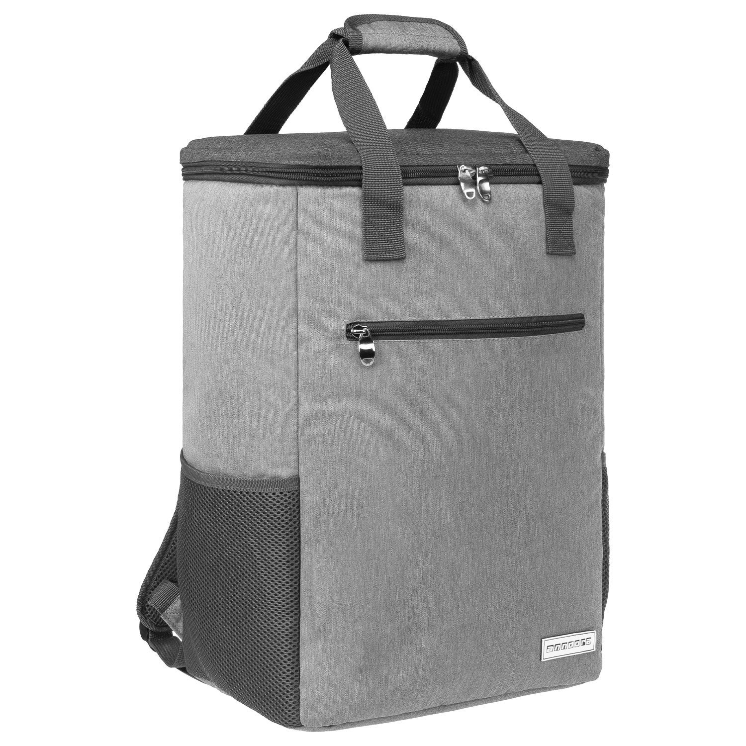 anndora Kühltasche Kühlrucksack hellgrau 28 Liter mit Isolierung, 28 l, gepolsterte verstellbare Gurte - großes Isolierfach – Bild 2 von 5